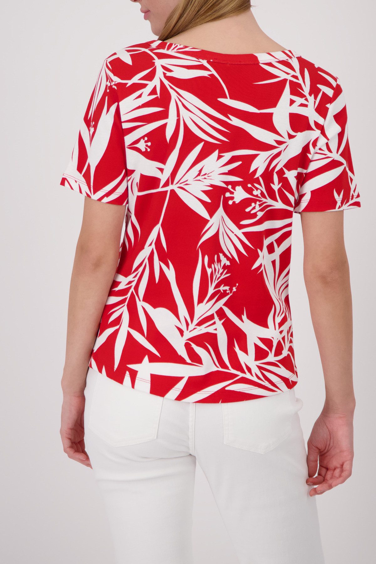 Monari Rundhalsshirt mit allover Tropicalprint
