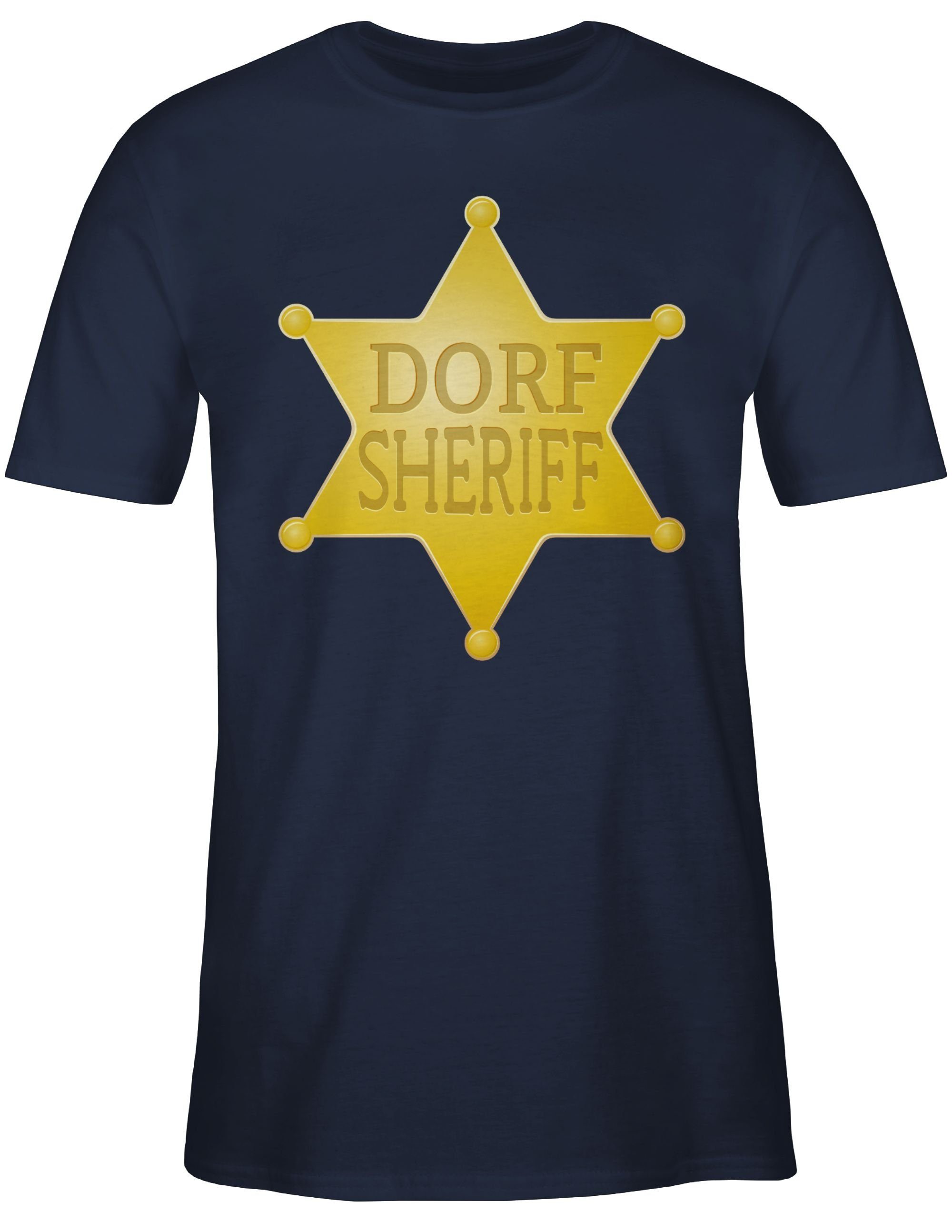 Navy 2 goldener T-Shirt Dorf Karneval Shirtracer Sheriff Blau Stern Outfit