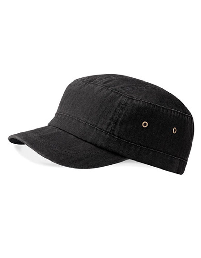 Beechfield® Army Cap Military Style Cuba Kappe 100 % schwere, gewaschene Baumwolle Vintage Black