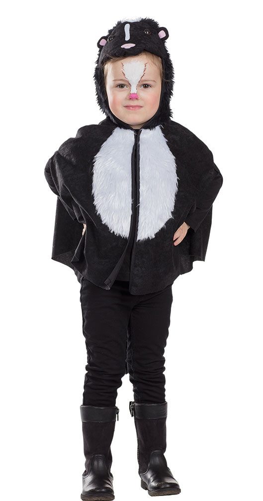 Karneval-Klamotten Kostüm Stinktier Kinder Kleinkinder Plüsch Cape, Umhang Baby Kleinkinder mit Stinktiergesicht Karnevalskostüm