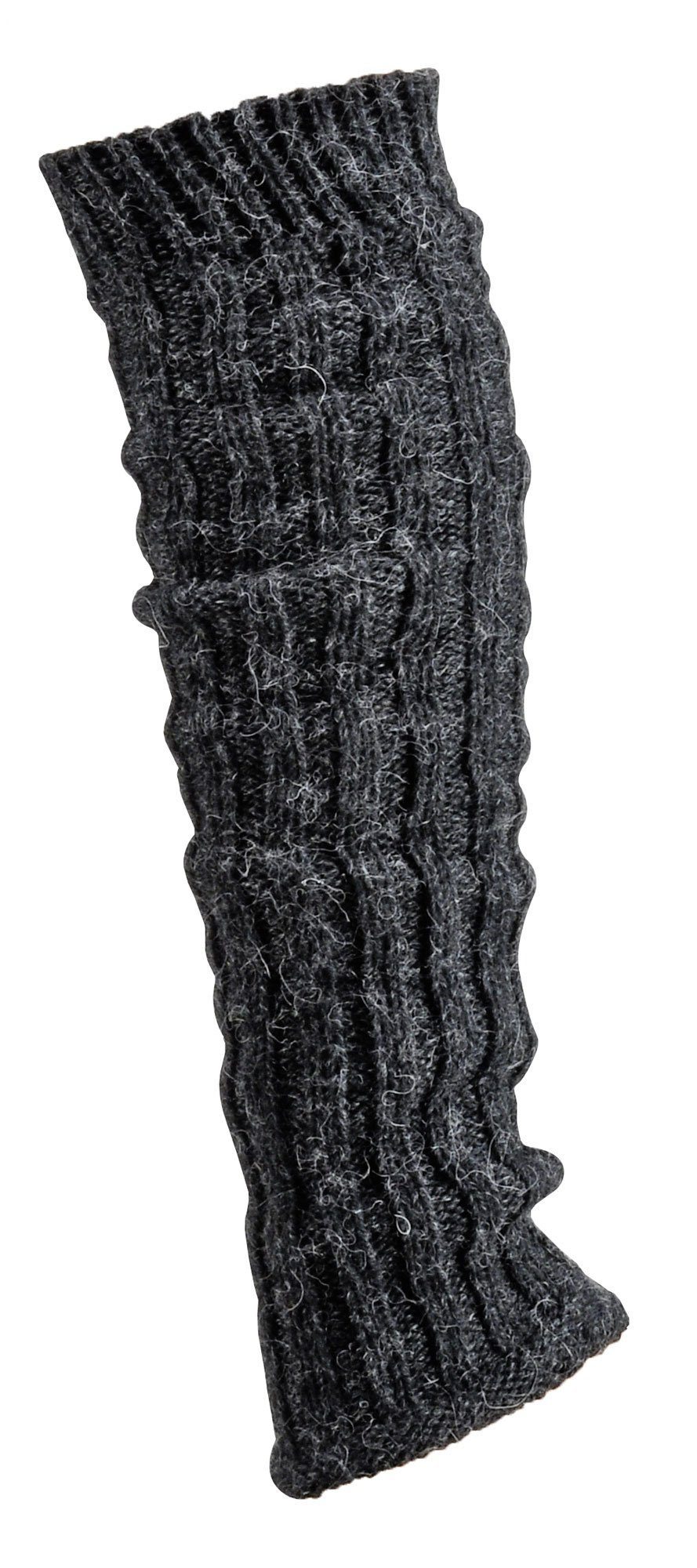 Wowerat Socken Grobstrick Stulpen mit Alpaka Schaf Wolle Legwamer Beinwärmer Universalgröße anthrazit