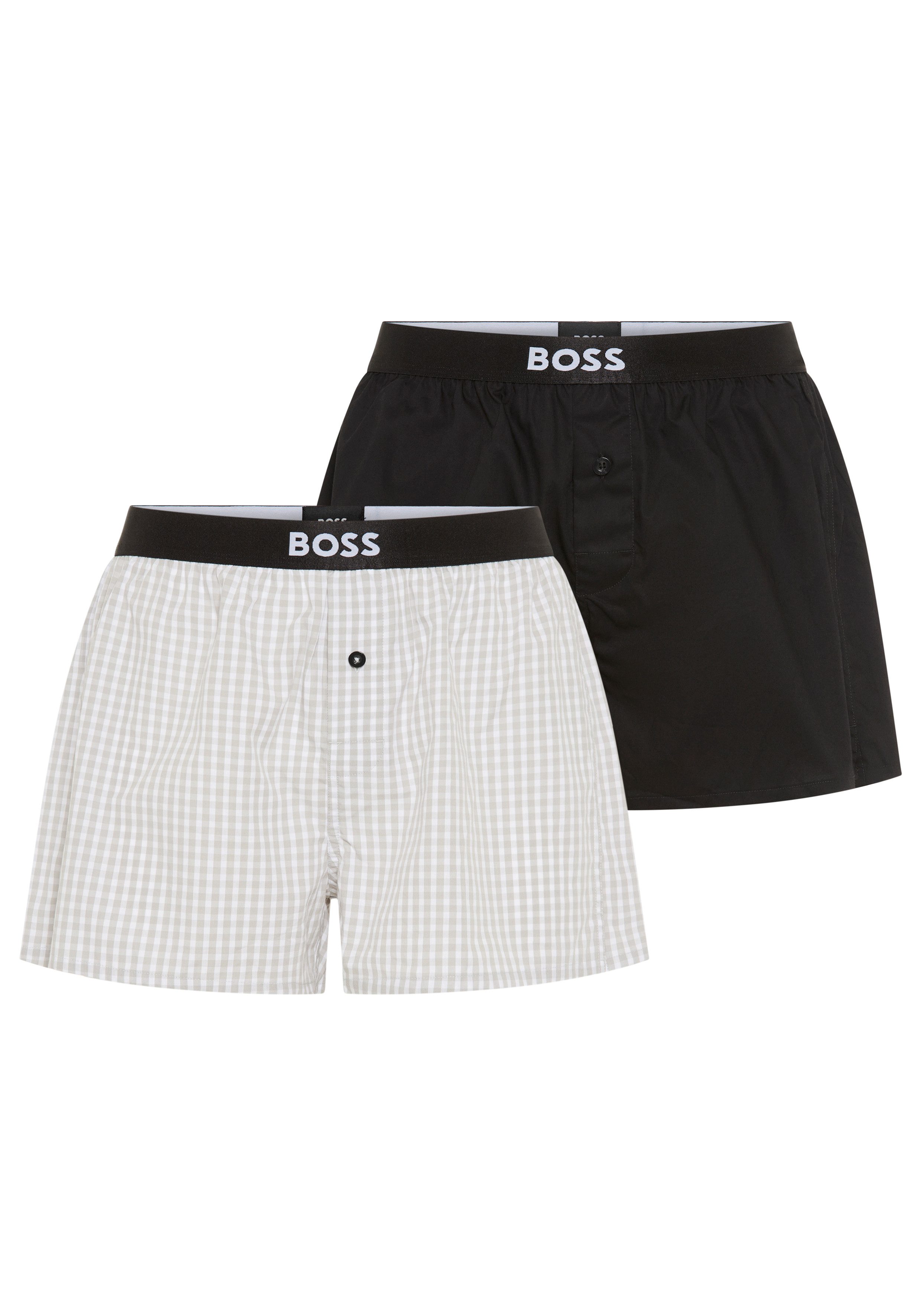 BOSS Pyjamashorts 2P Boxer Shorts EW (Packung, 2-tlg., 2er) mit Logobund