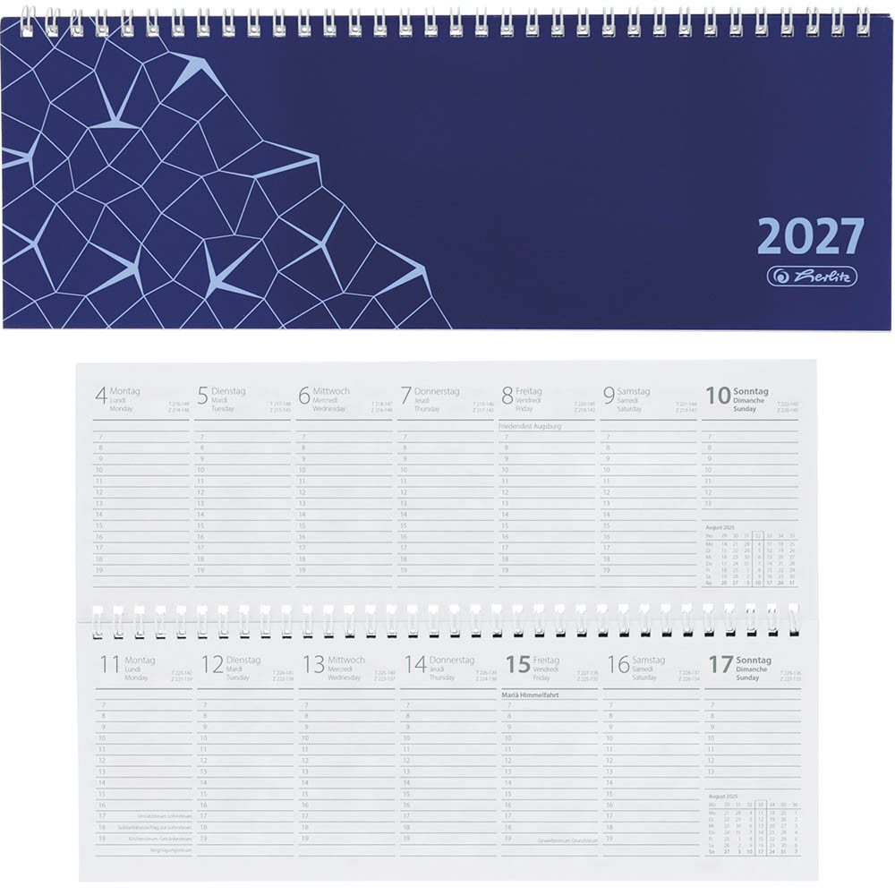 Herlitz Schreibtischkalender 2027 Compact blau