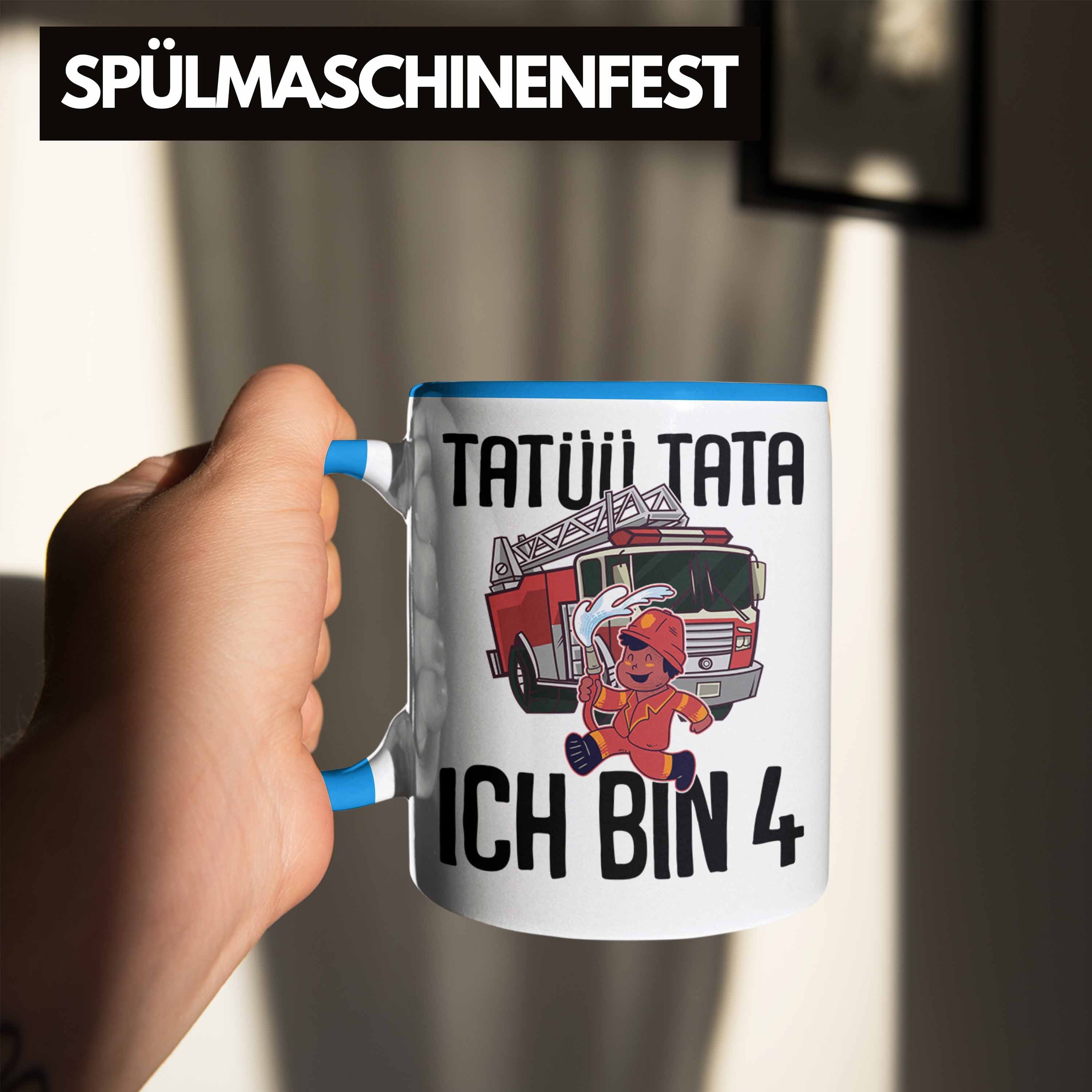 Geschenke Geburtstag Trendation Trendation Tasse Tasse Feuerwehr Spruch Jungs Kinder Bin Geschenk 4. - Blau 4 Lustig Ich Geburtstag Zubehör