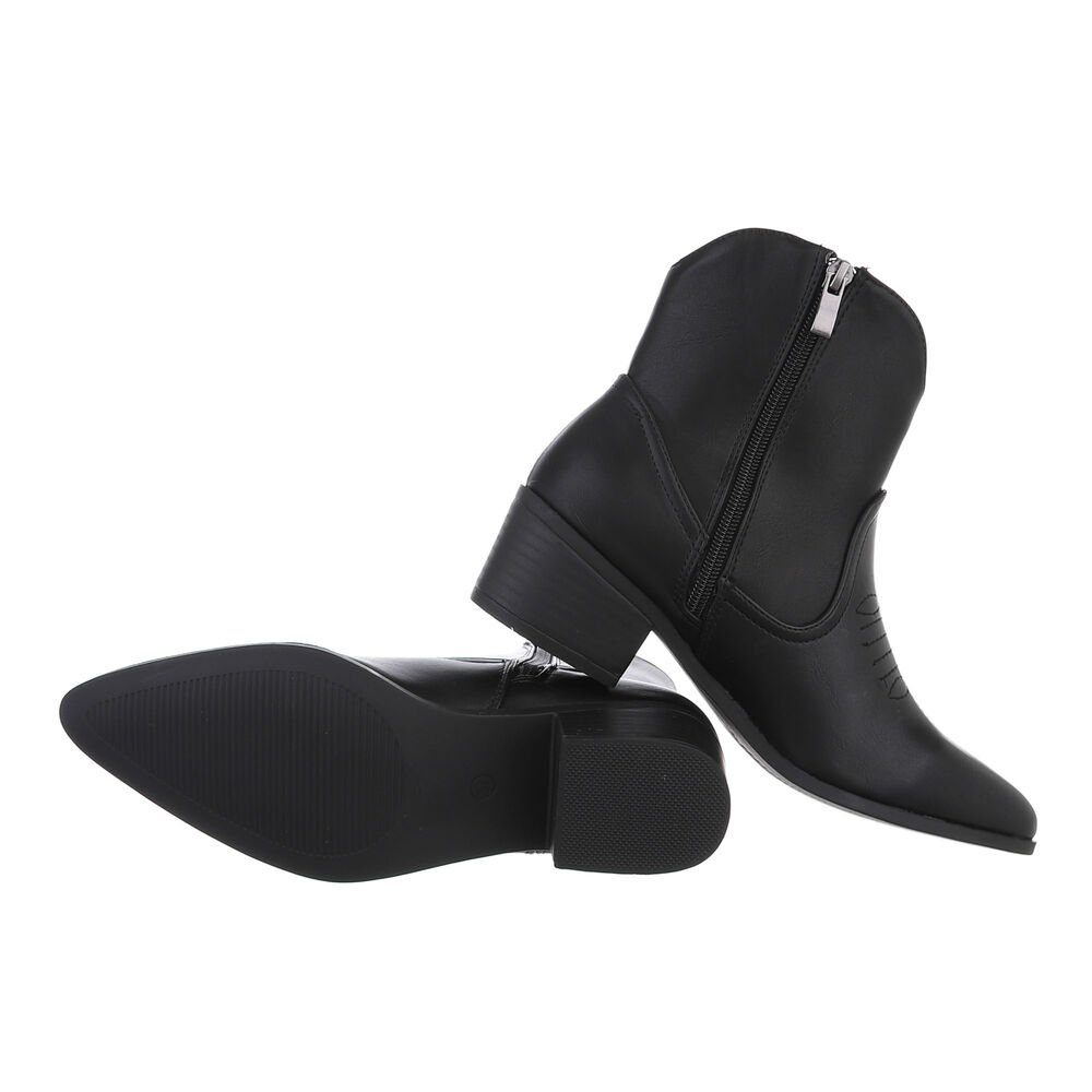 Western- Blockabsatz Bikerboots Ital-Design & Damen Western in Schwarz Westernstiefelette Cowboyboots