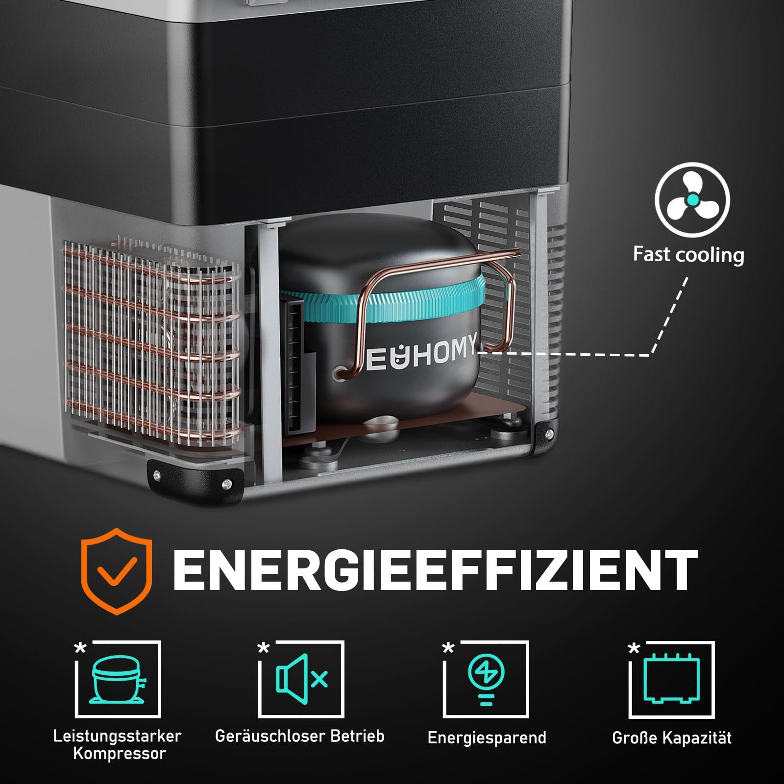 EUHOMY Elektrische Kühlbox Auto-Kompressor-Kühlbox mit App-Steuerung,12 V/240 V Kühlschrank, 49 l, -20 °C bis 20 °C, Tragbarer Kühlschrank für Camping, Reisen und LKW