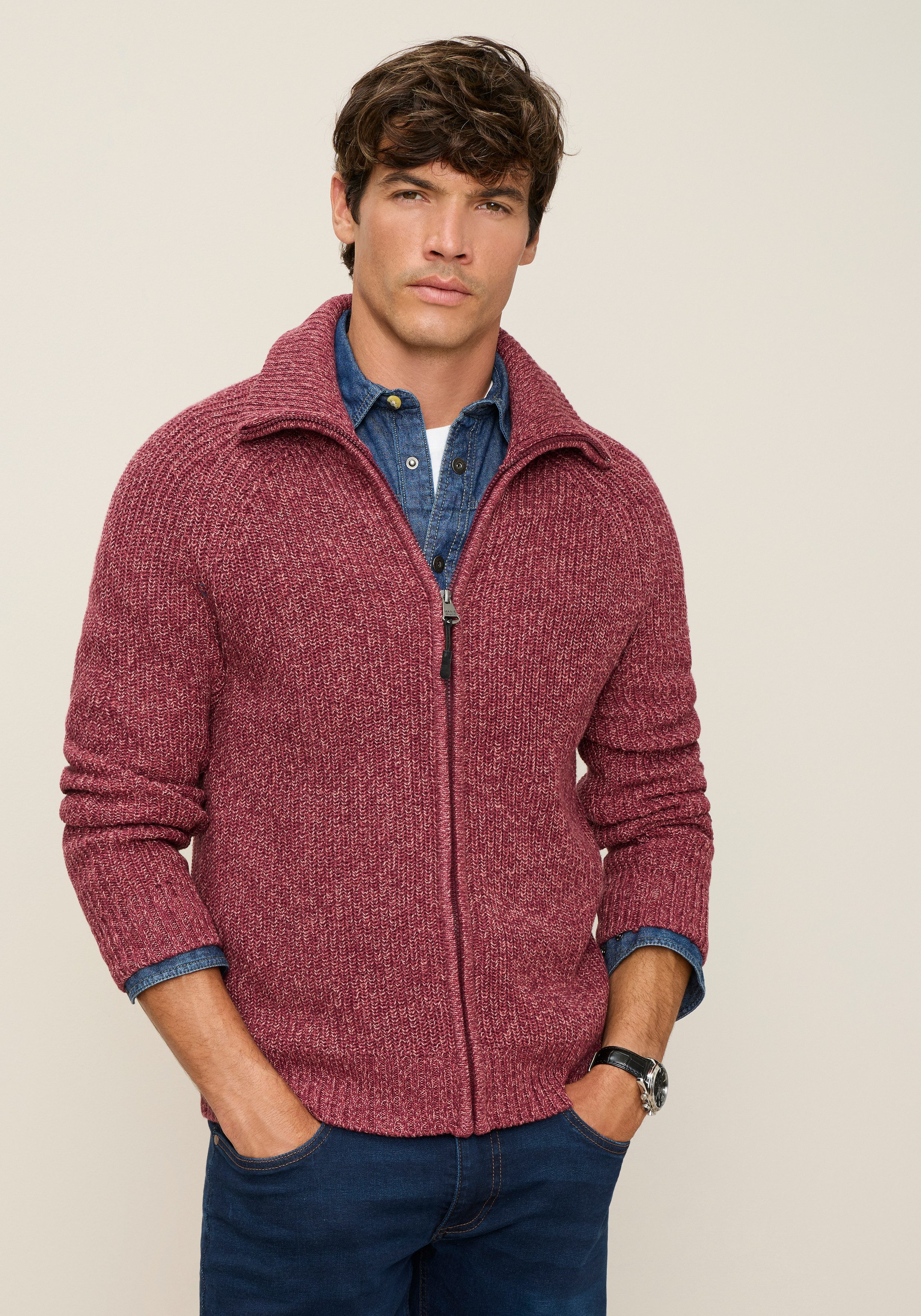 Man's World Strickjacke Mit Stehkragen & Reißverschluss melierte Optik regular fit, mit Raglanärmeln. € 45,99