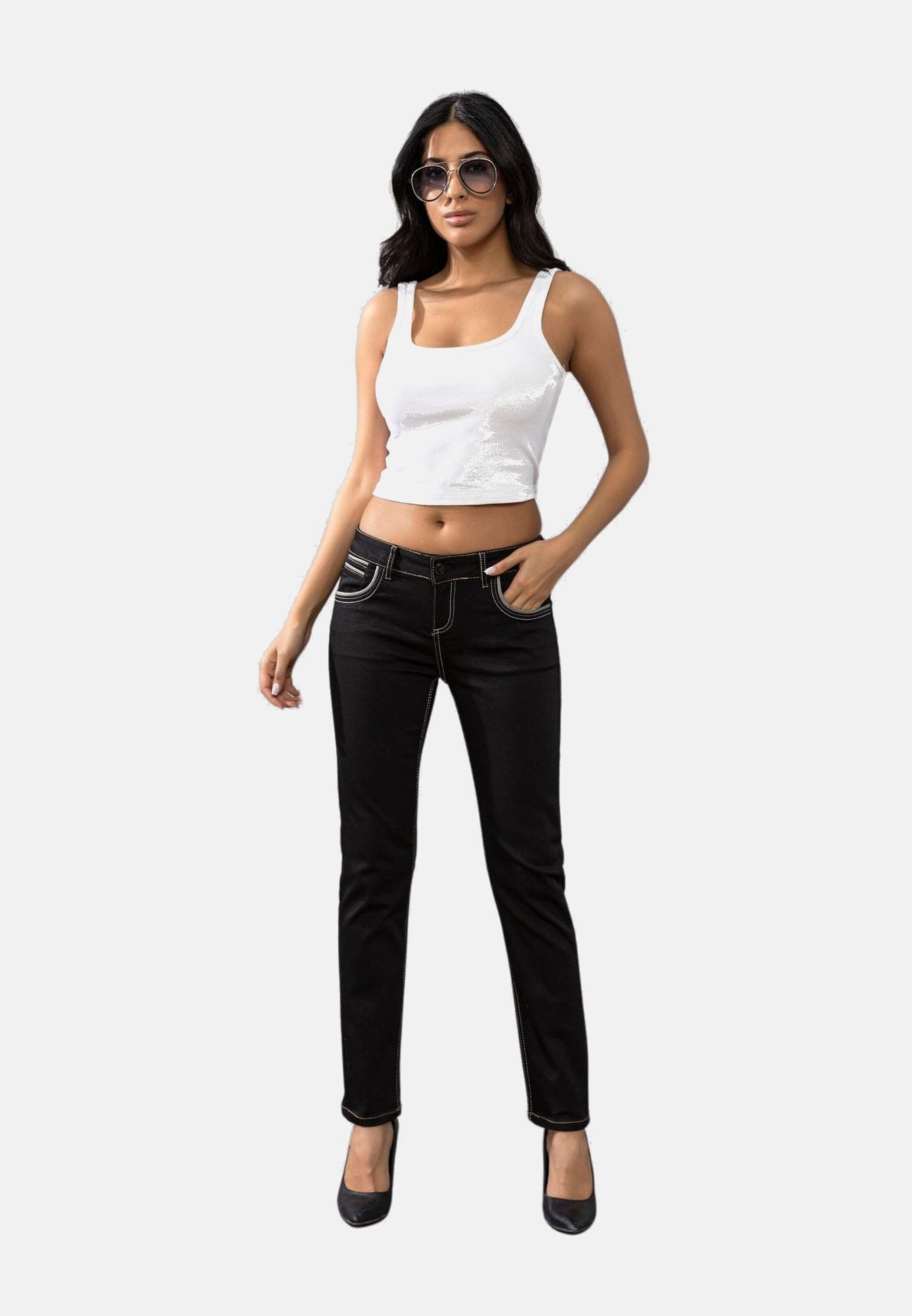 Cipo & Baxx Slim-fit-Jeans Jeans mit auffällig farbigen Ziernähten, WD256