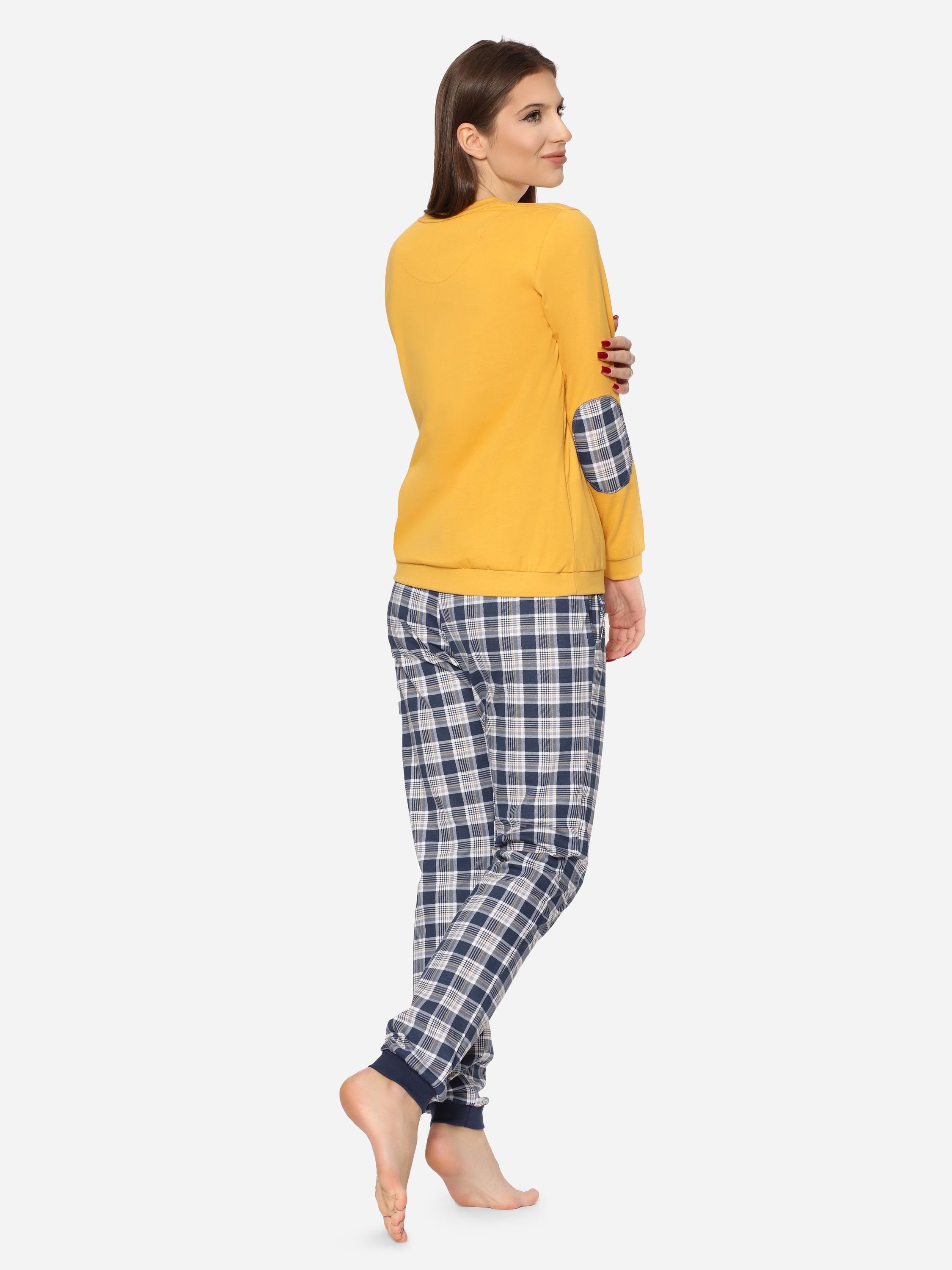 Honig Damen Langarm mit Baumwolle Cornette Pyjama Zweiteiler Rundhals 634 (Swan) Schlafanzug Schlafanzug