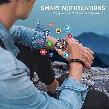 paazomu Smartwatch (1,46 Zoll, Android, iOS), Bluetooth Anruf mit Herzfrequenz/Schlafüberwachung, Fitness-Tracker