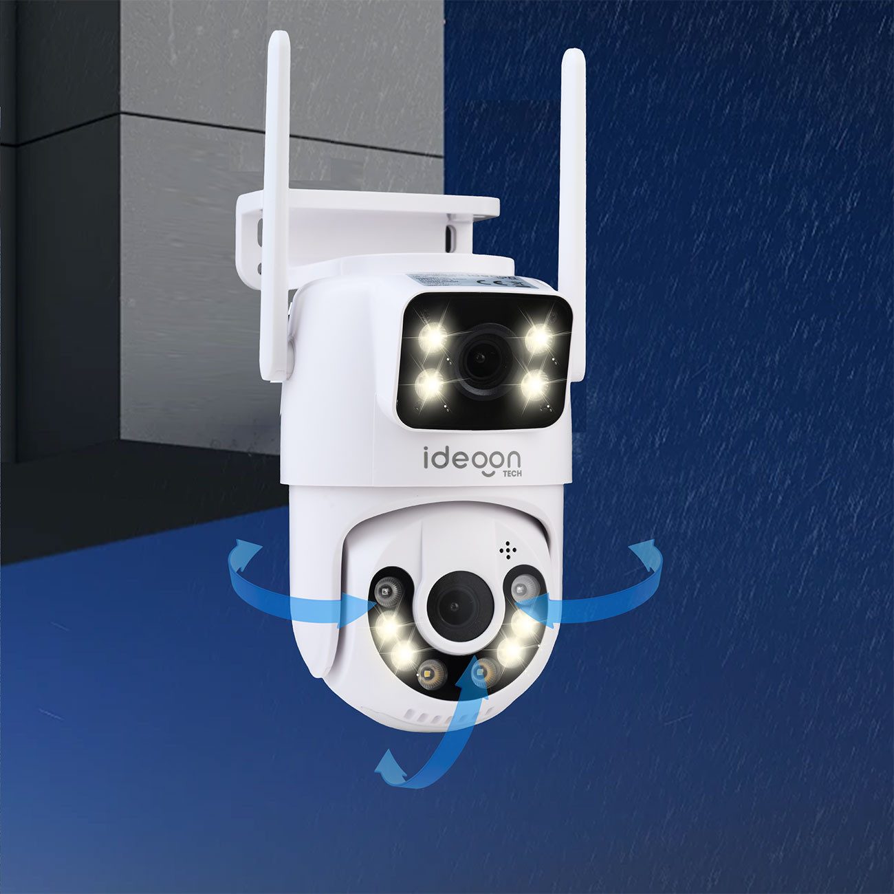 shop'n smile ideoon IP-Überwachungskamera Leistungsstarke Dual Lens Outdoor Überwachungskamera 355° Nachtsicht (Außenbereich, 1-tlg., IP66, Full HD, 355°/90° Schwenk, 3.6mm Objektiv, 80°, 15,96 dBm)