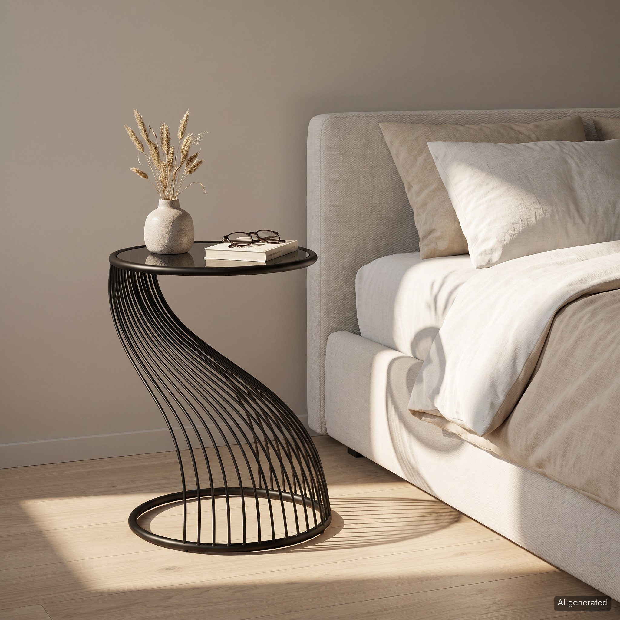 GILDE Beistelltisch GILDE Beistelltisch Ray - schwarz - H. 54cm x D. 38cm (1 Stück), Wohnzimmer Dekoration, Tisch aus Metall, Couchtisch – Bild 5 von 5