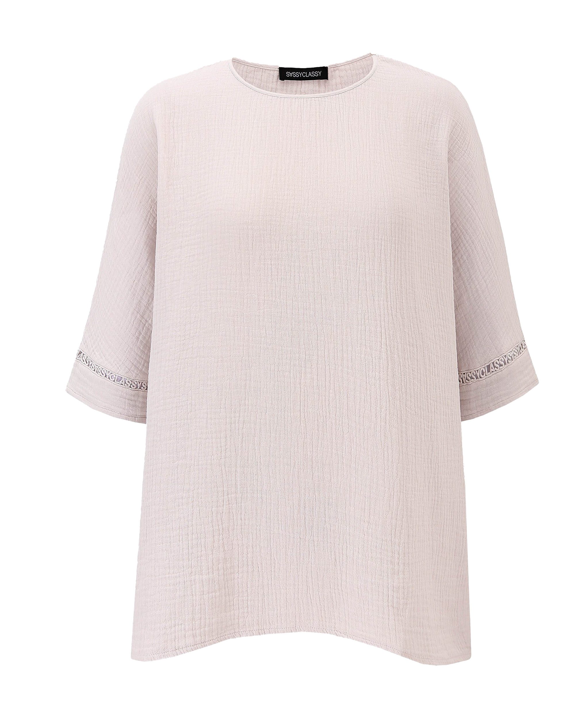 SASSYCLASSY Pyjamaoberteil Lockeres Pyjama Shirt für Damen mit Spitzenborte günstig online kaufen