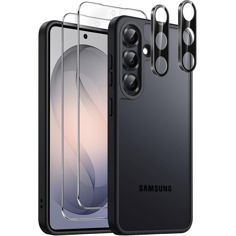 FITSU Handyhülle Hülle für Samsung Galaxy S26 Case mit Schutzglas und Kameraschutz 6,3 Zoll, Case für Galaxy S26 Hülle mit Schutzglas und Kameraprotektor