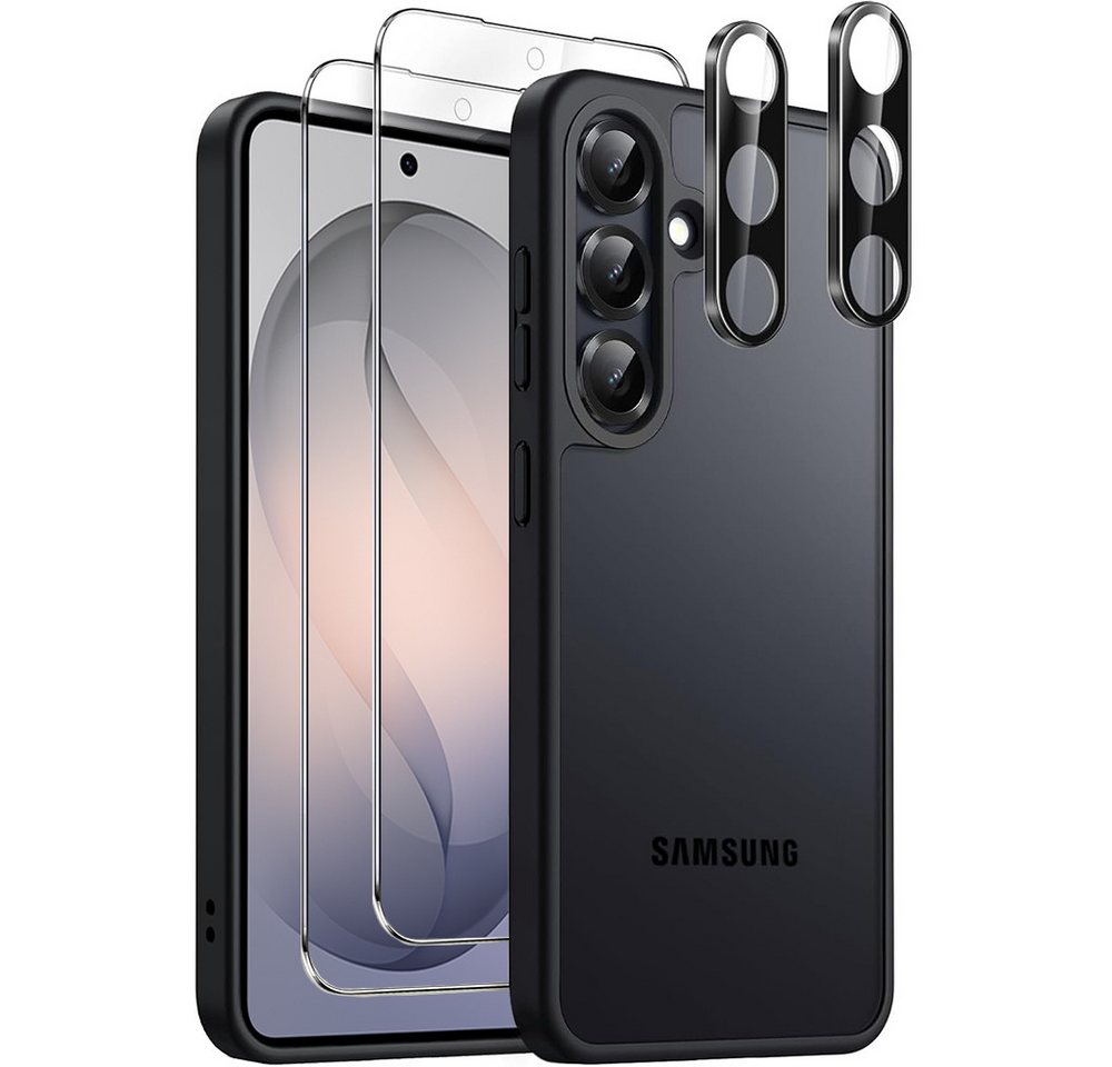 FITSU Handyhülle Hülle für Samsung Galaxy S26 Case mit Schutzglas und Kameraschutz 6,3 Zoll, Case für Galaxy S26 Hülle mit Schutzglas und Kameraprotektor