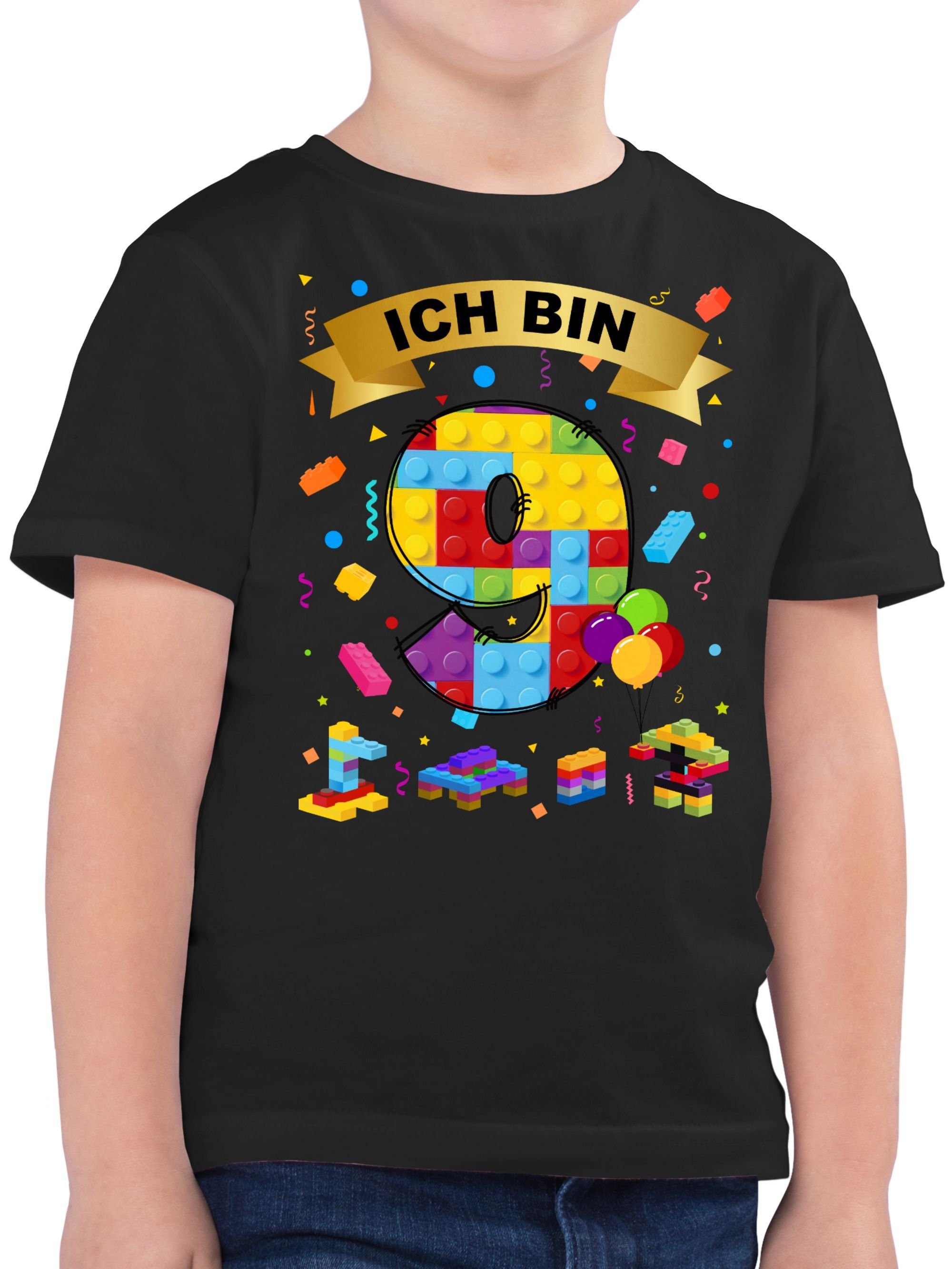 Shirtracer T-Shirt Ich bin 9 Bausteine (1-tlg) 9. Geburtstag