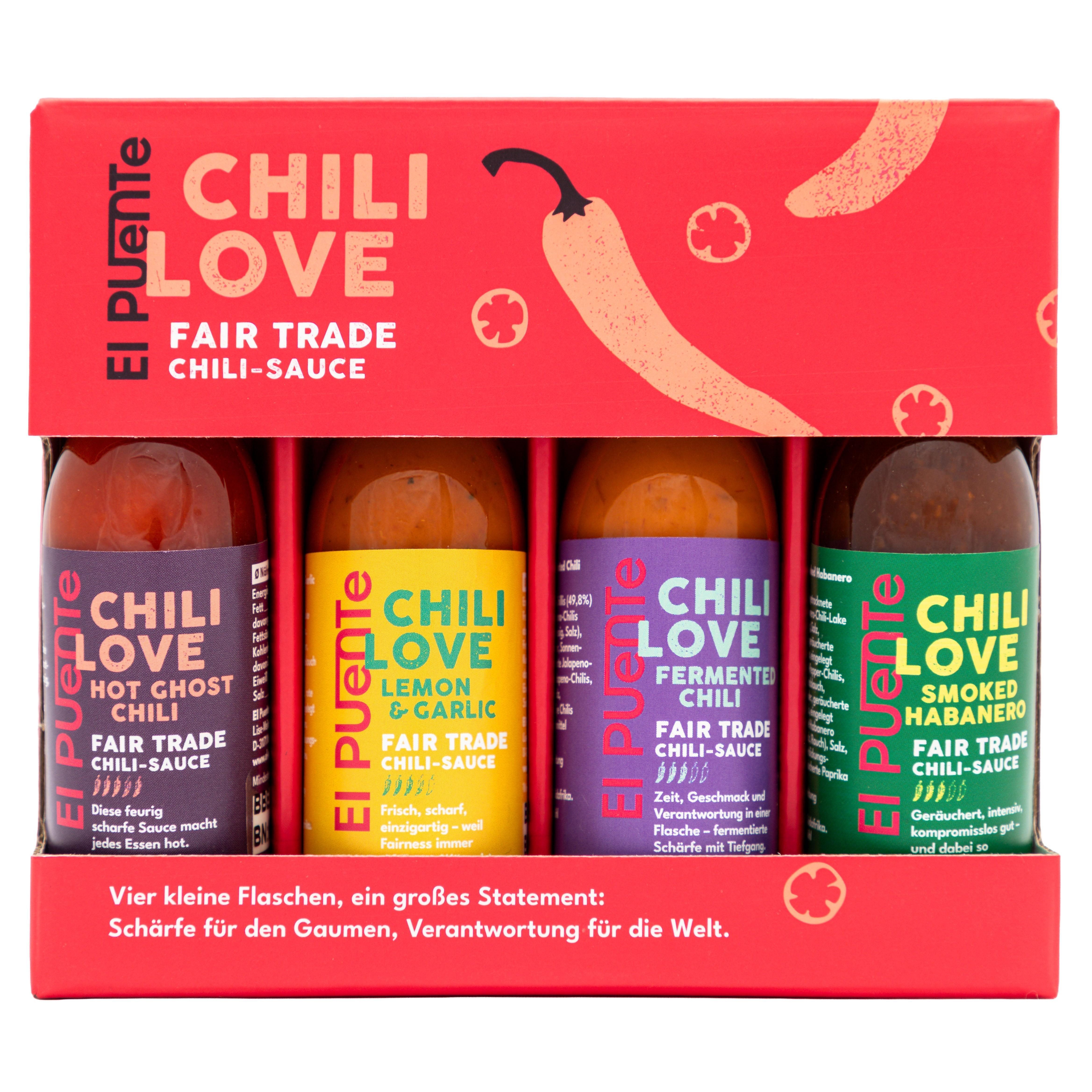 El Puente Grillsauce Chili Love Mini 4er-Set, Fair Trade, Vegan, Glutenfrei, Handmade