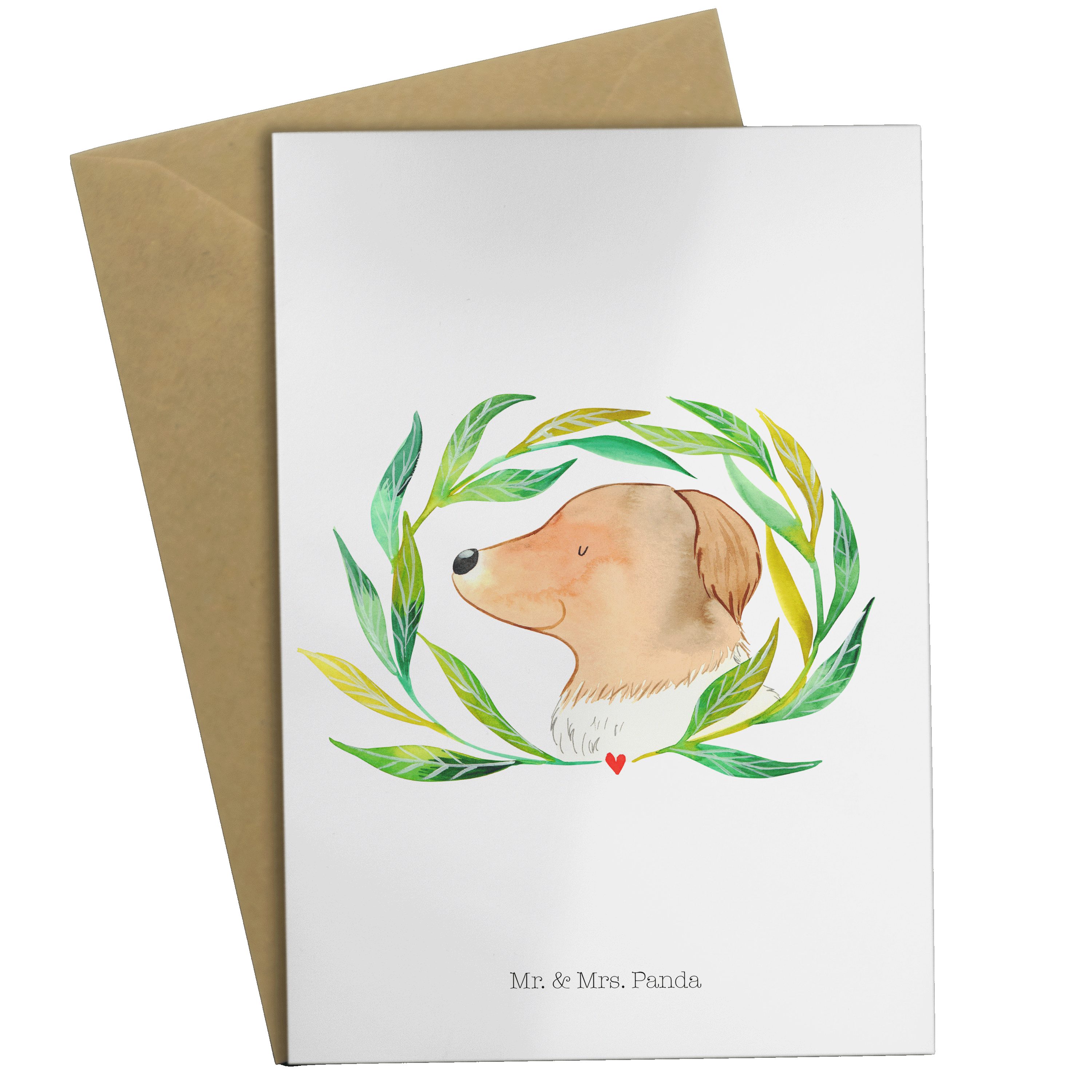 Mr. & Mrs. Panda Grußkarte Hund Ranke - Weiß - Geschenk, Selbsttherapie, Hochzeitskarte, Hundeli | Grußkarten