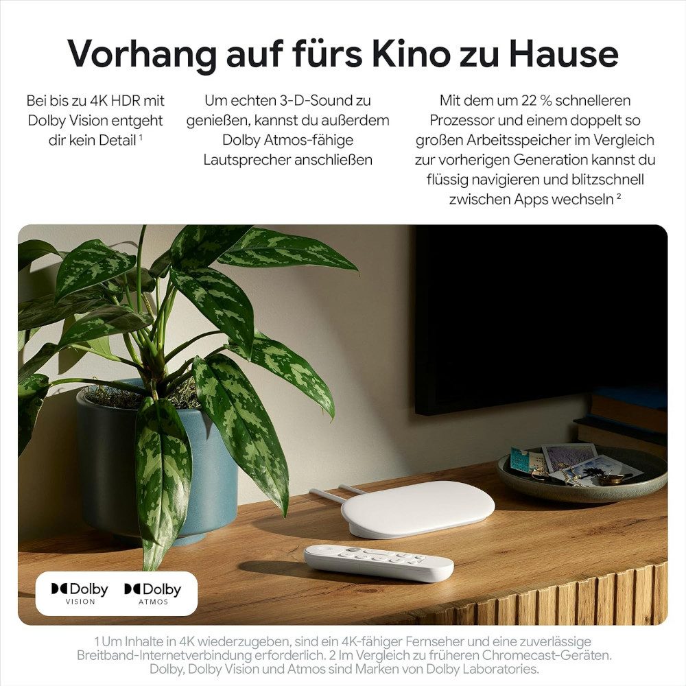 Google Google TV Streamer 4K (32 GB) – Porcelain Tablet (Google TV 4K HDR mit Dolby Vision, Matter & Sprachsteuerung)