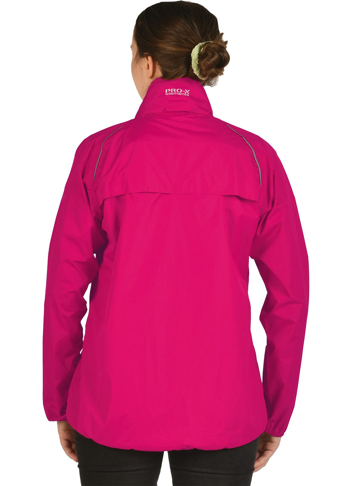 PRO-X ELEMENTS Regenjacke LADY-PACKable wasserdicht, atmungsaktiv, reflektierend Kapuze, in großen Größen erhältlich, Rückenventilation