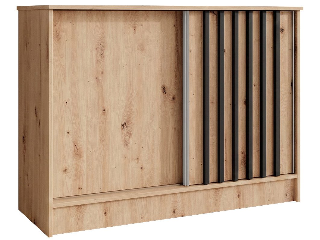 Beautysofa Kommode mit 2 Schiebetüren HORIZON (in 100 cm, 120 cm oder 160 cm, verschiedene Farben: Eiche Artisan, Schwarz, Weiß, Kaschmir), mit dekorativen Lame – Bild 2 von 5