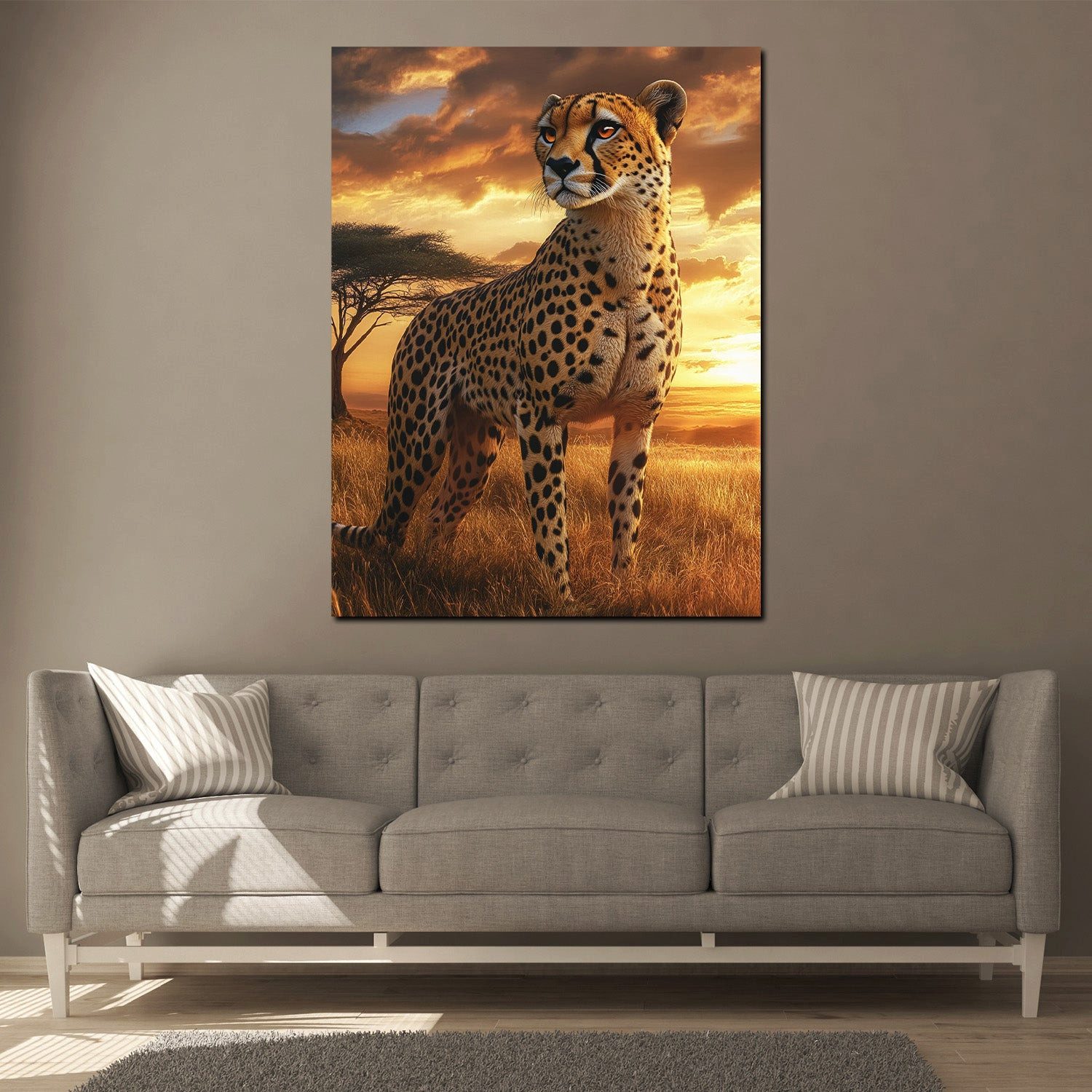 Artedinoi Leinwandbild Gepard Anmut Afrika Natur Leinwandbild Wandbild Kunstdruck XL Wanddeko, Gepard in Afrika