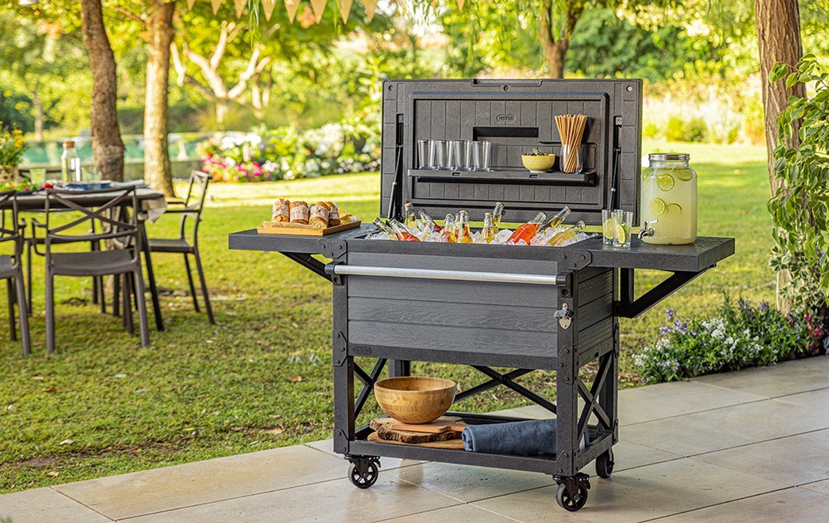 Keter Beistellwagen Unity Patio Cooler, 360-Grad-Drehrollen, eingebaute Flaschenöffner