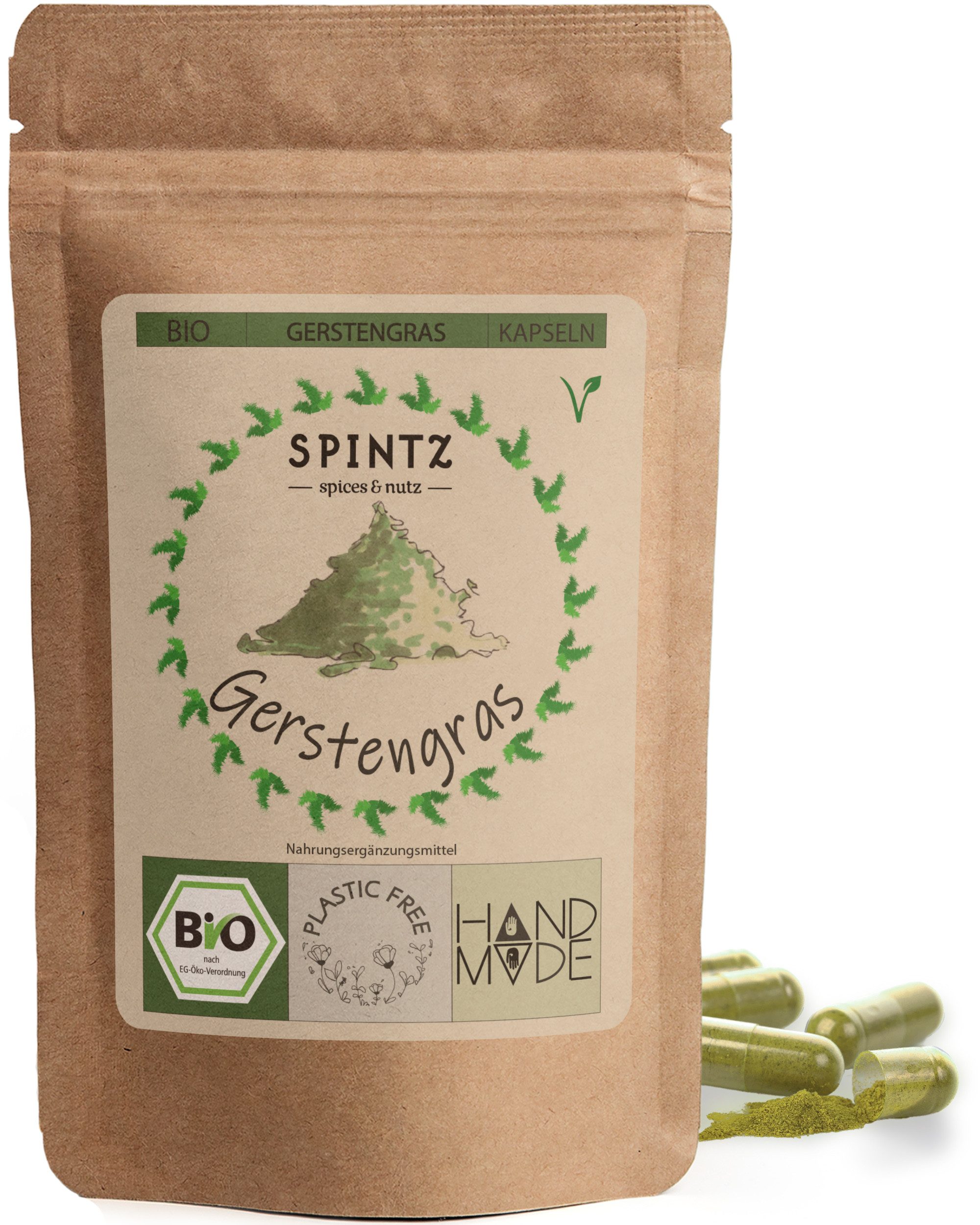 SPINTZ Bio Gerstengras Kapseln 2 x 3 Kapseln (2,7 g Gerstengras Pulver) täglich mit ausreichend Flüssigkeit einnehmen, 1 er 90 St., 51.75 g