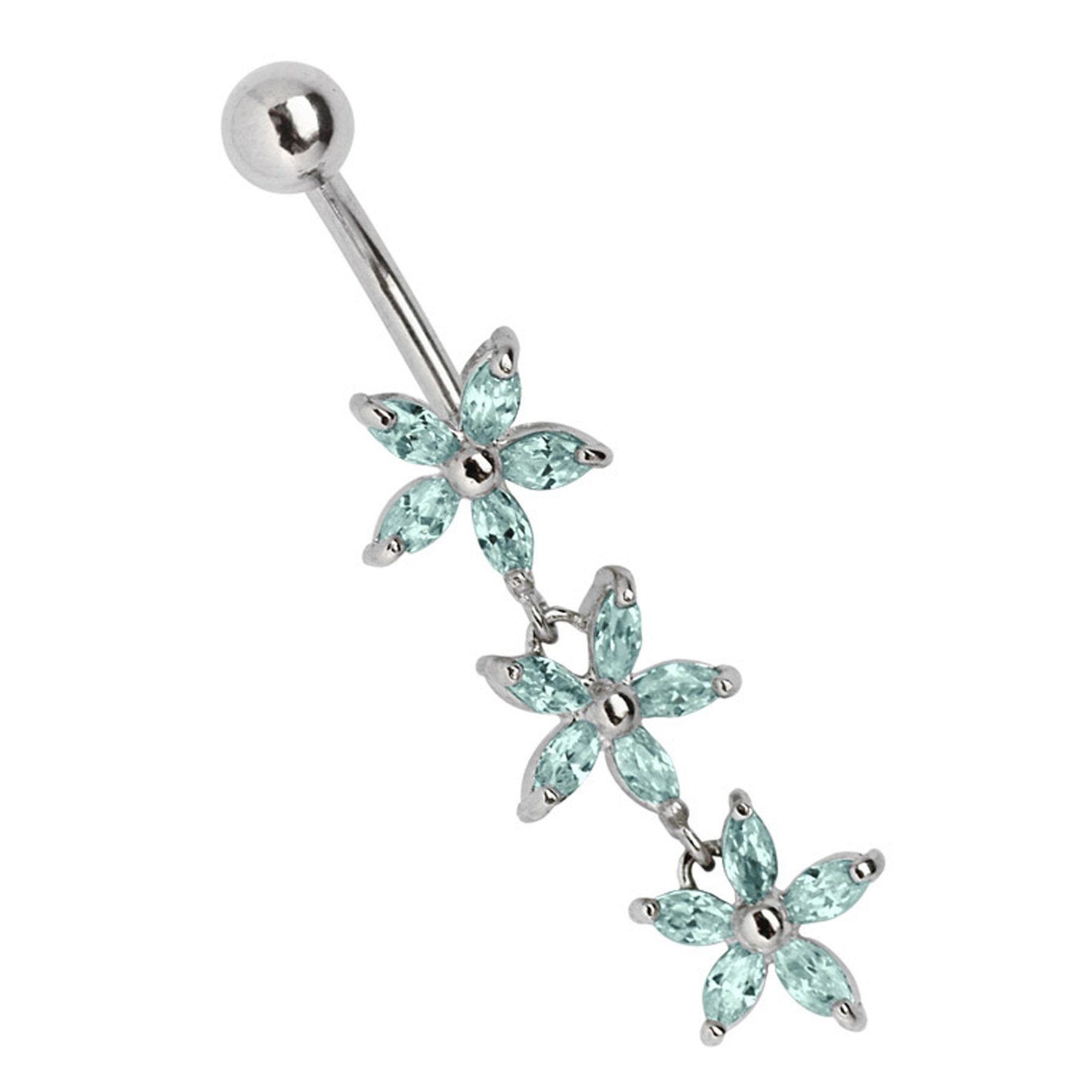 Adelia´s Bauchnabelpiercing Piercing Bauchnabelpiercing, Drillingkette mit Blumenmotiv