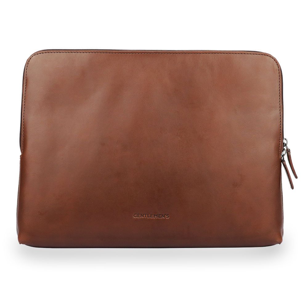 Gentlemen's Laptop-Hülle Laptopsleeve - Echtleder Laptophülle, 5 Fächer für Ladekabel, Tracker 14-16 Zoll, Für 14 und 16 Zoll