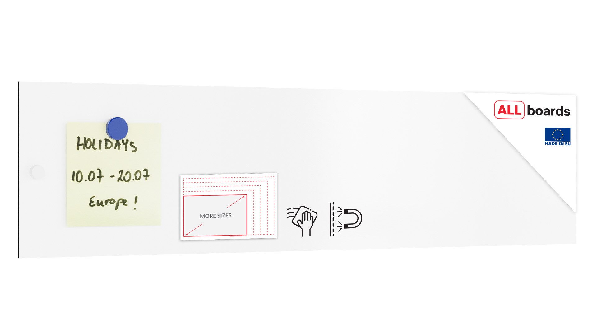 ALLboards Magnettafel Rahmenloses SLIMboard – Magnetisches trocken abwischbares Whiteboard