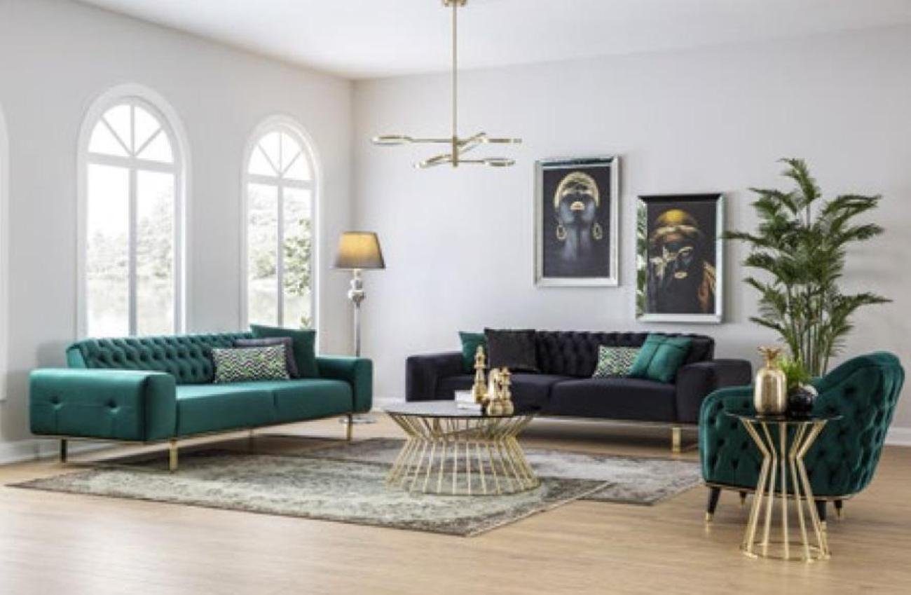 Luxus Chesterfield Grün JVmoebel Sitz Sofa 2-Sitzer 2 Zweisitzer Wohnzimmer Couchen
