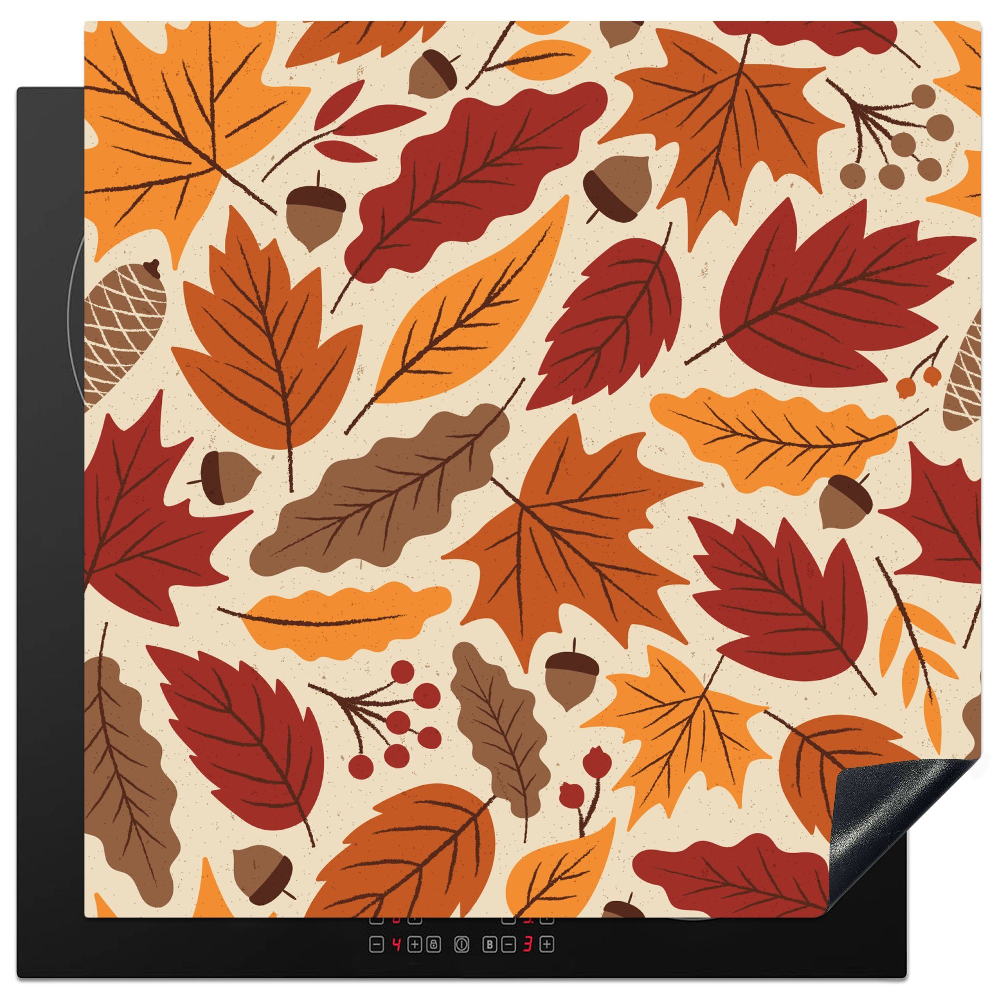MuchoWow Herdblende-/Abdeckplatte Natur - Herbst - Muster, Vinyl, (1 tlg), 78x78 cm, Ceranfeldabdeckung, Arbeitsplatte für küche