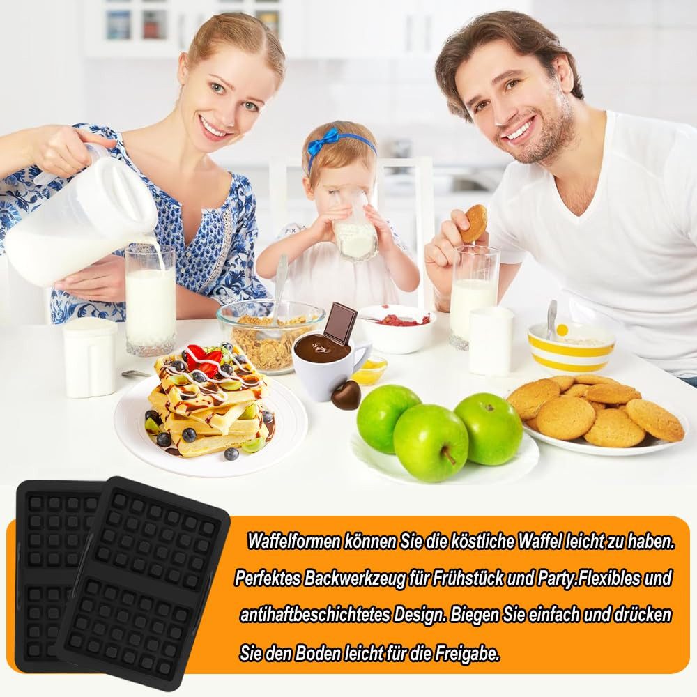 SURFOU Backform Waffelformen Waffel-Einsätze für Ninja Heißluftfritteuse – 2 Stück, (Heißluftfritteuse Zubehör - Backschaleneinsatz aus Silikon, Belgische Waffe – Bild 5 von 5