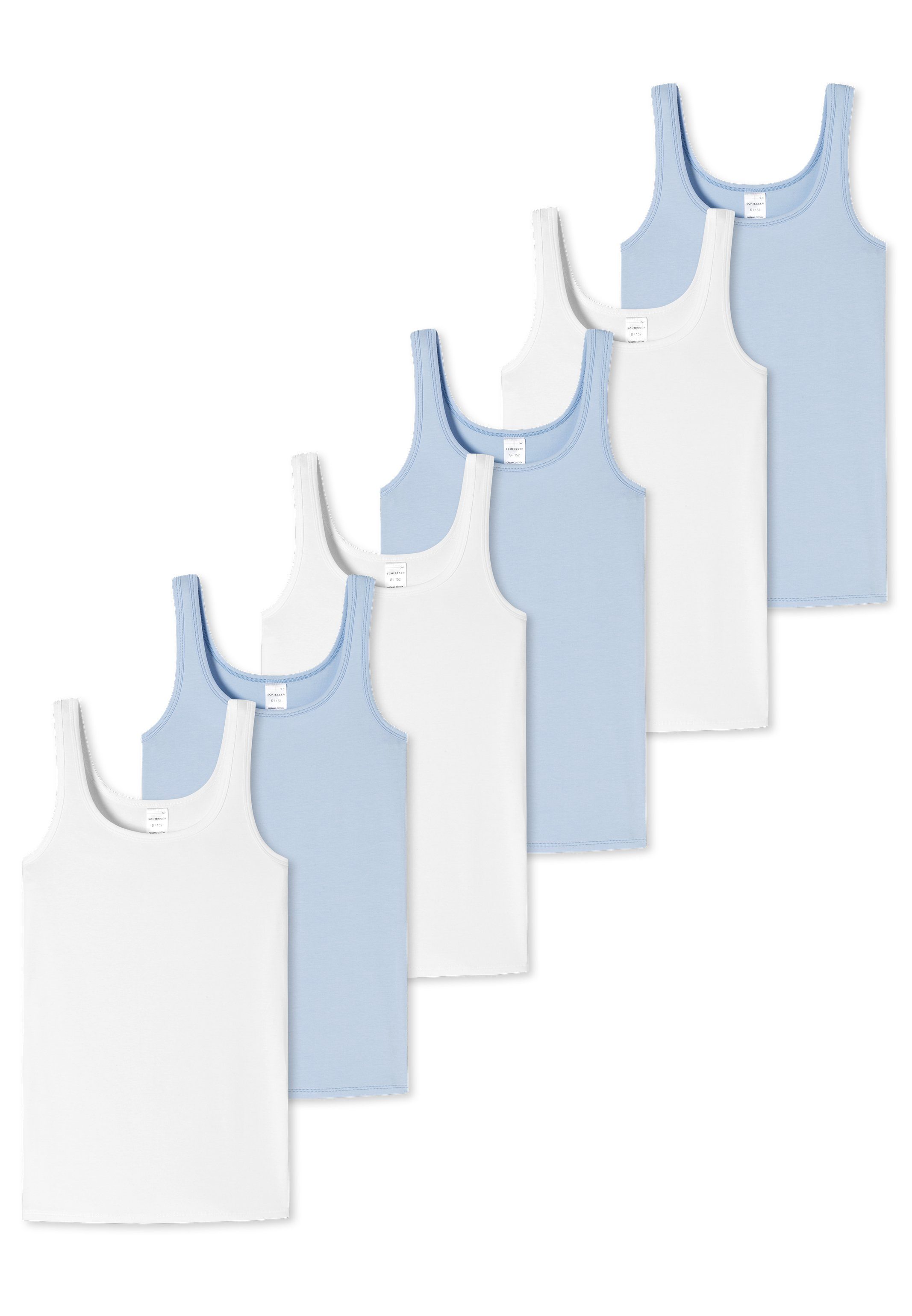 Schiesser Unterhemd 6er Pack Teens Girls 95/5 Organic Cotton (Spar-Set, 6-St) Unterhemd / Tanktop - Baumwolle - Arm- und Halsausschnitt mit Einfass