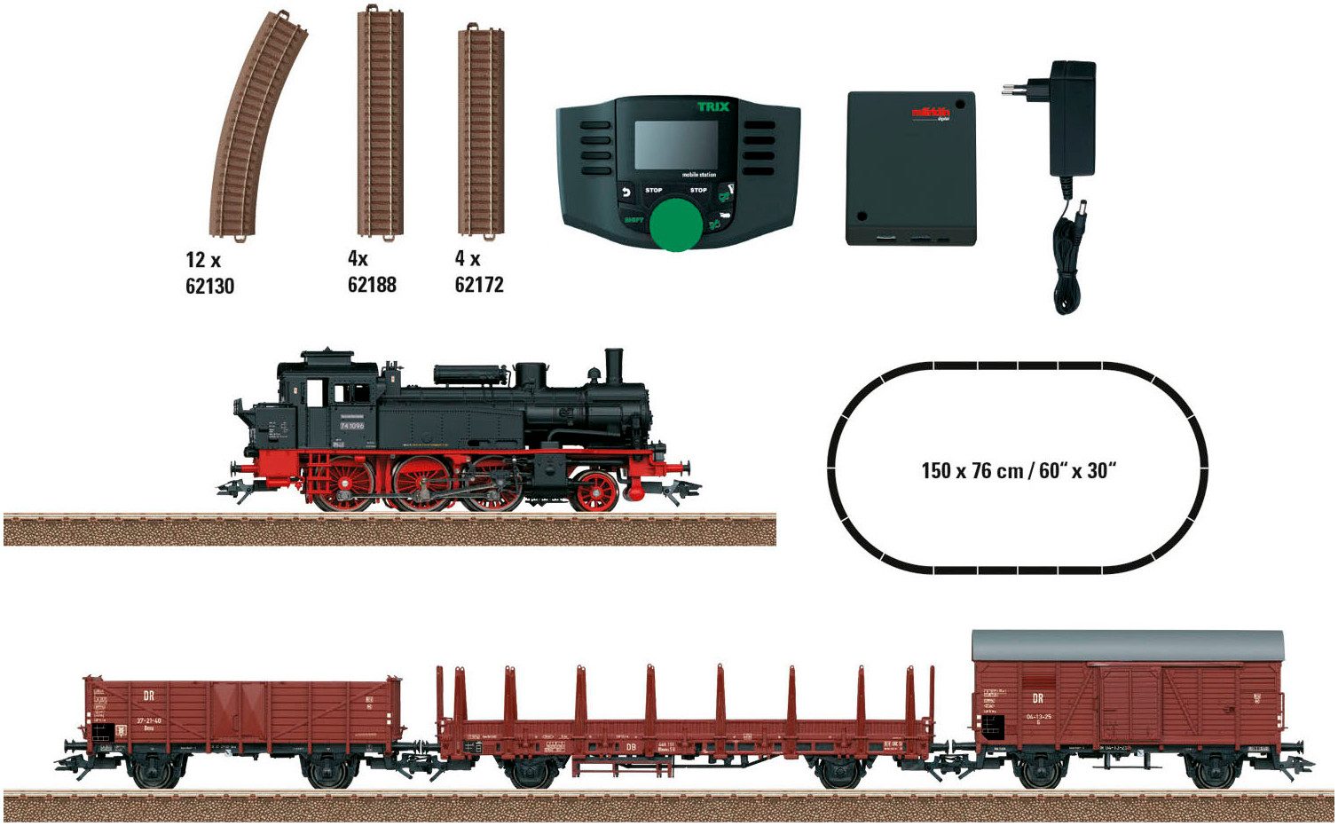 TRIX Modelleisenbahn-Set Trix Digital-Startpackung Güterzug Epoche III - T21531, Spur H0, Made in Europe