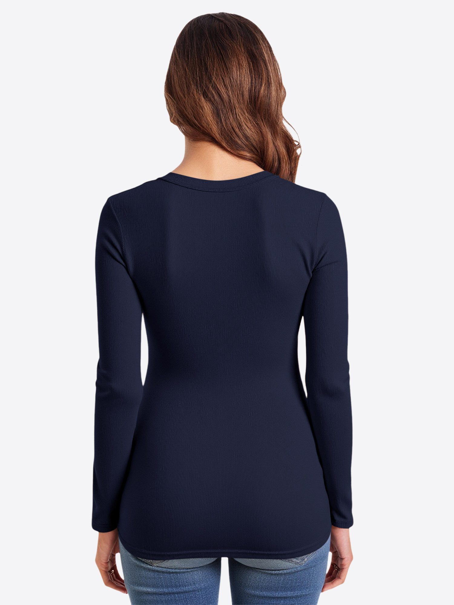 Imily Bela T-Shirt Damen Langärmliges Top mit aus Rippstrick (Packung, 1-tl günstig online kaufen