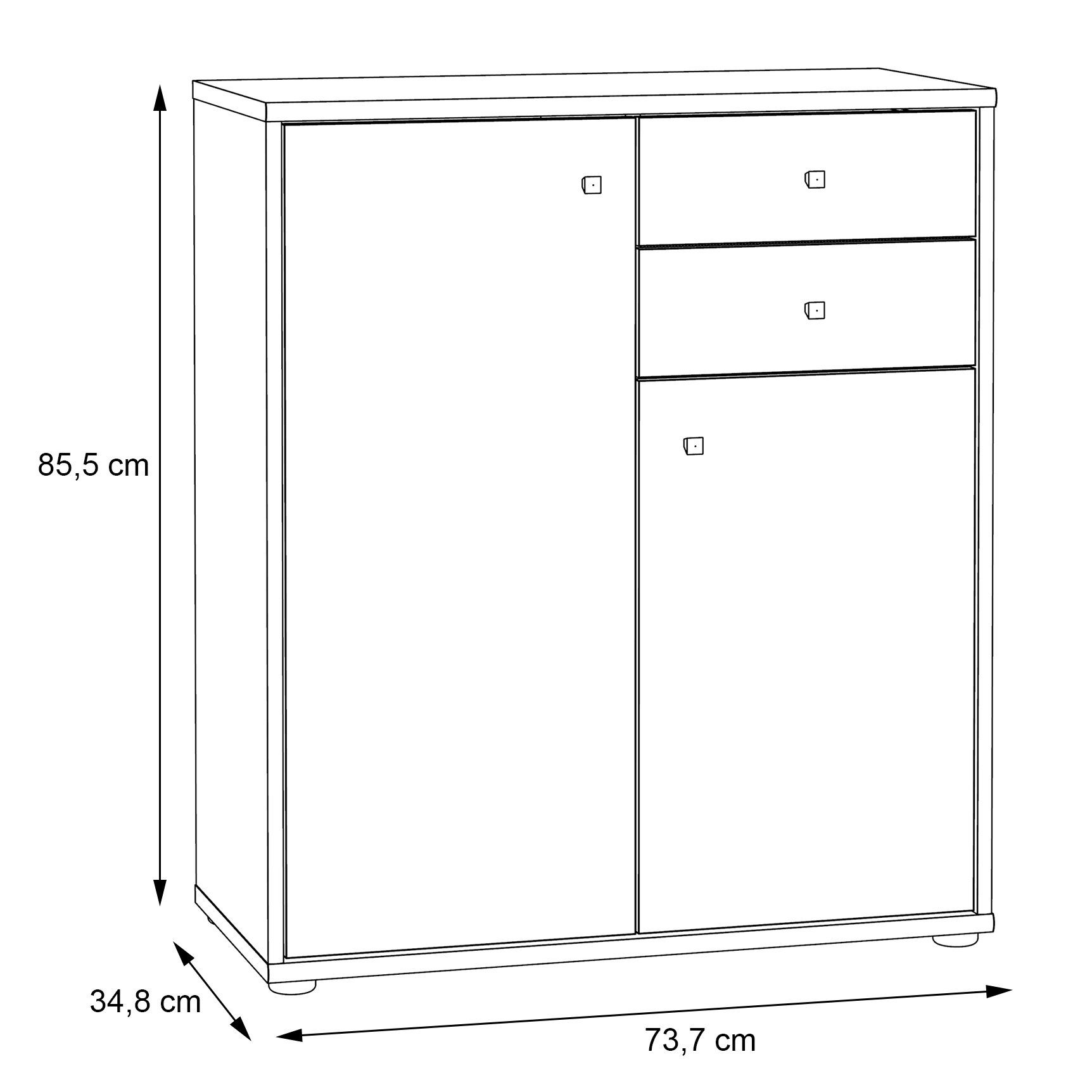 Newroom Kommode Old Wood 74 cm, Kommode Old Wood Modern Sideboard Highboard Büro