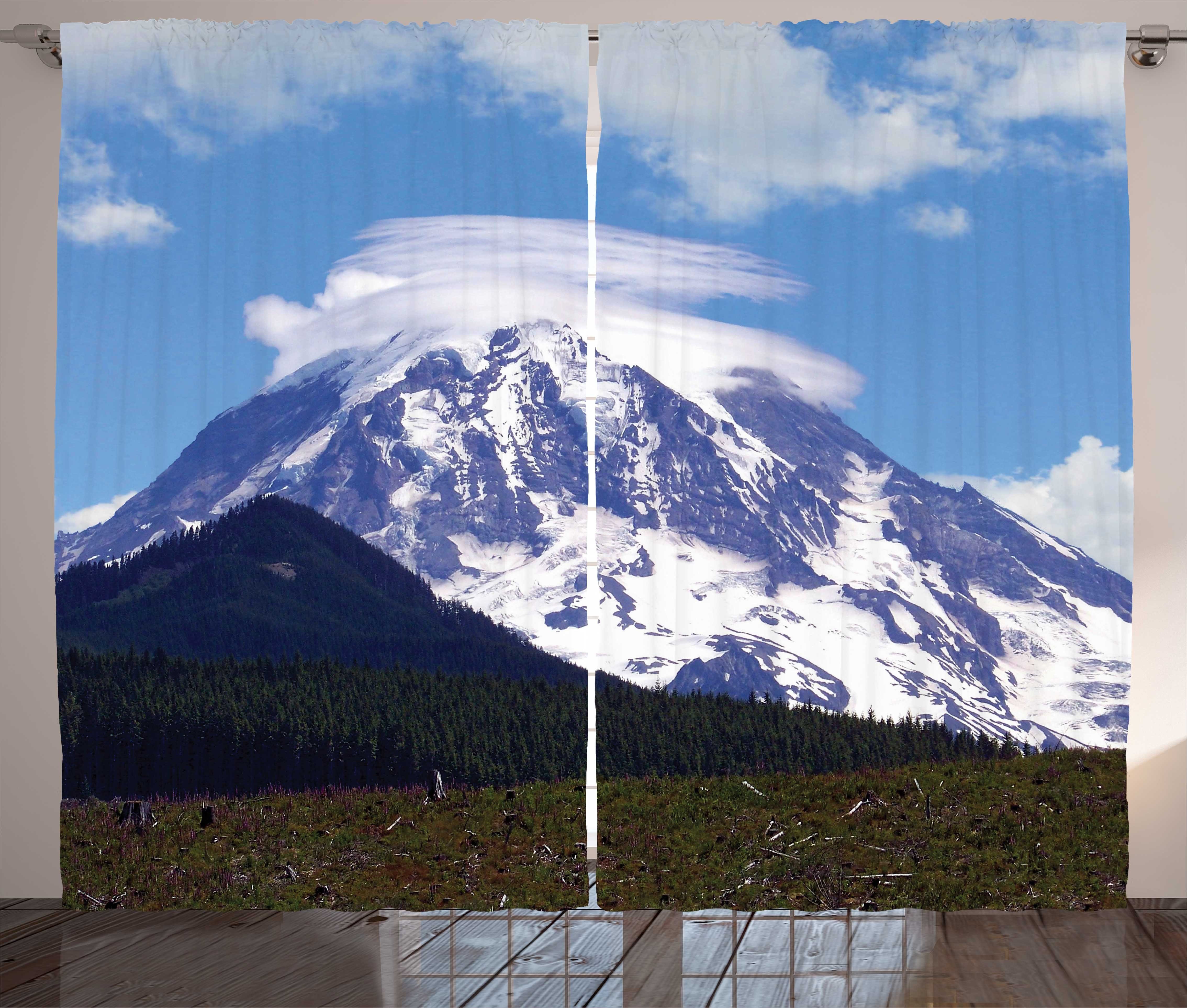 Gardine Schlafzimmer Kräuselband Vorhang mit Schlaufen und Haken, Abakuhaus, Mount Rainier Bewölkt Peak Mountain