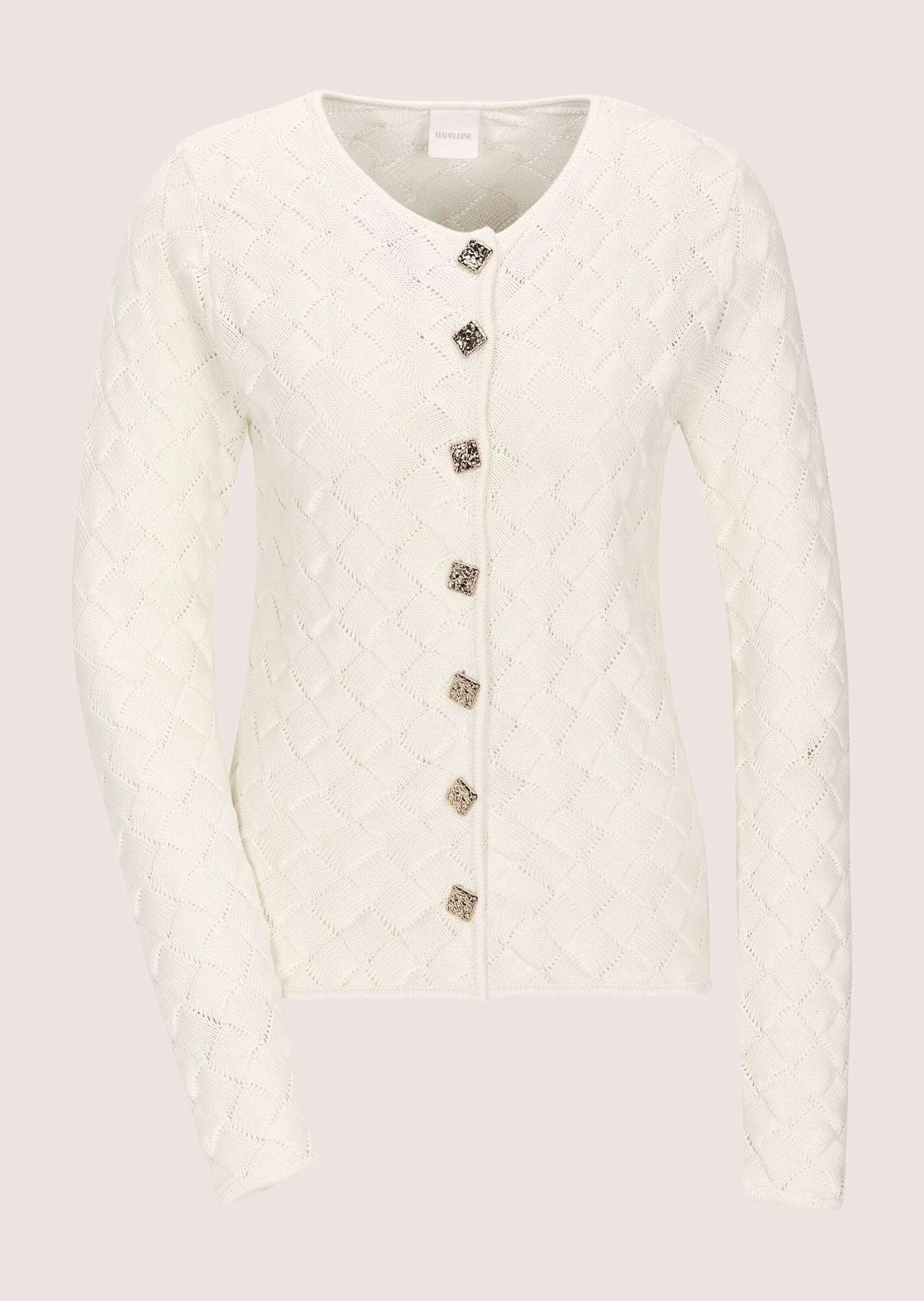 Strickjacke Edler Struktur-Blazer mit Strickmuster, Langarm