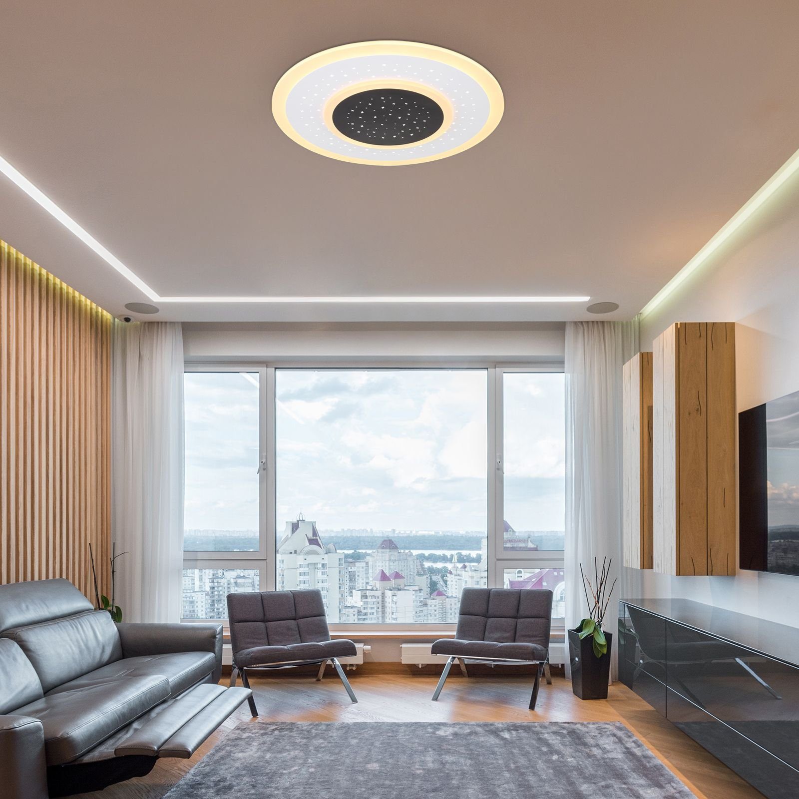Globo Deckenleuchte Deckenlampe Deckenleuchte Dimmbar Wohnzimmer GLOBO Fernbedienung LED
