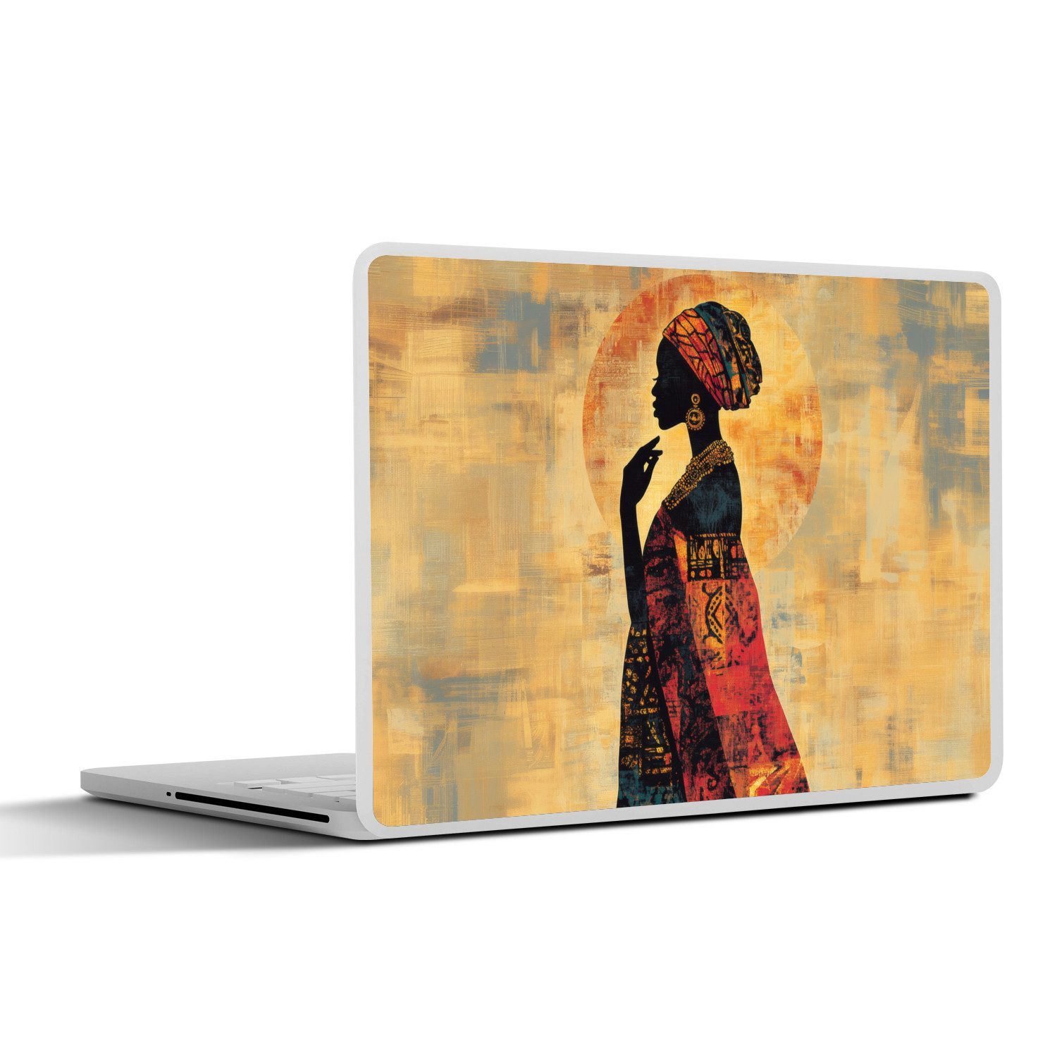 MuchoWow Laptop-Aufkleber Frau - Scherenschnitt - Muster - Verschnörkelt, (1tlg), Aufkleber Geeignet für Laptops, Schutz vor Kratzern, Sticker, 32x23 cm