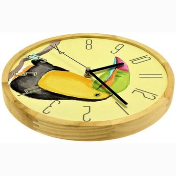 Holzwerk Wanduhr TUKAN Vogel Wanduhr aus Holz in gelb, bunt