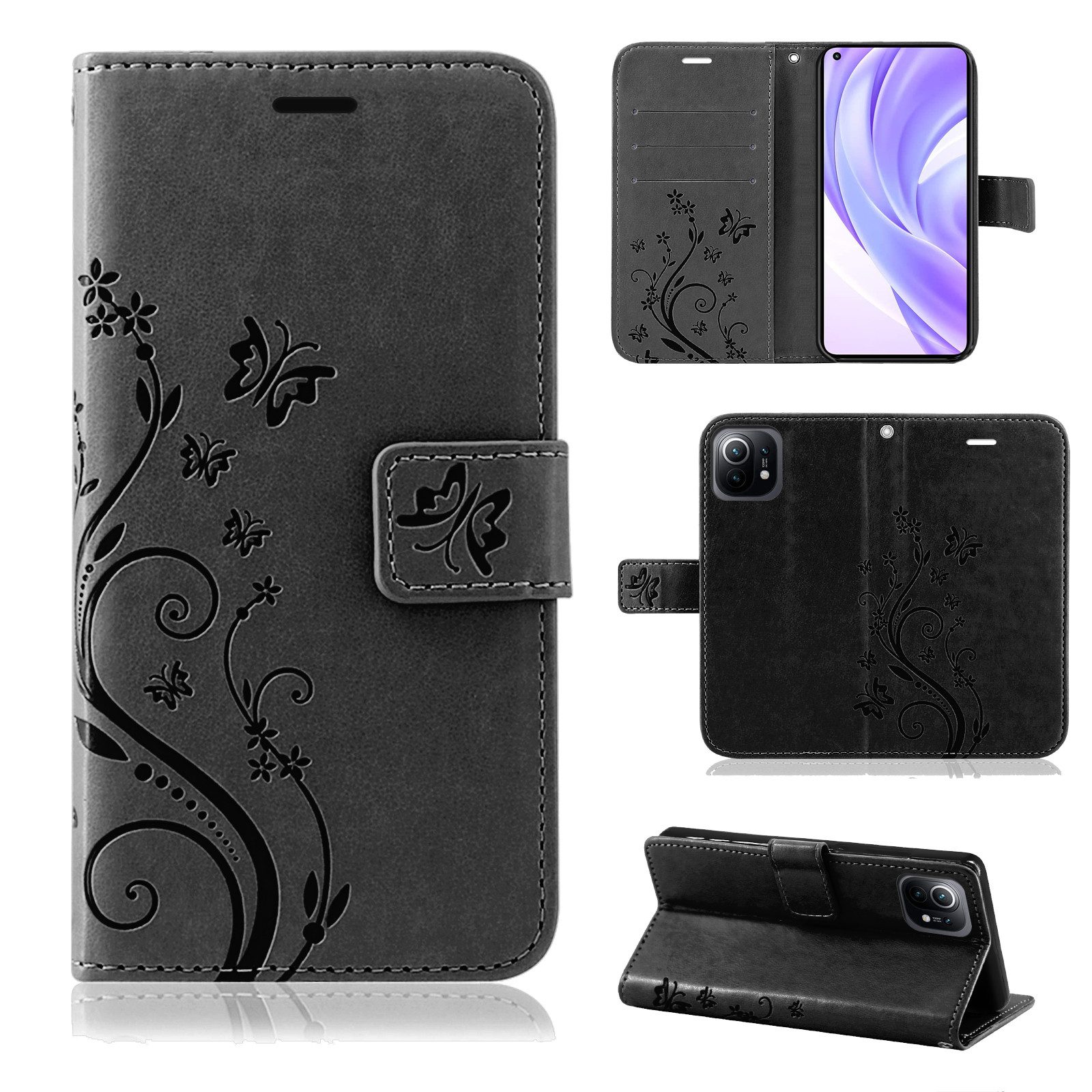 betterfon Handyhülle für Xiaomi Hülle mit [Standfunktion][Kartenfächern], Bookstyle-Hülle: Magnetverschluss 3 Kartenfächer & Standfunktion
