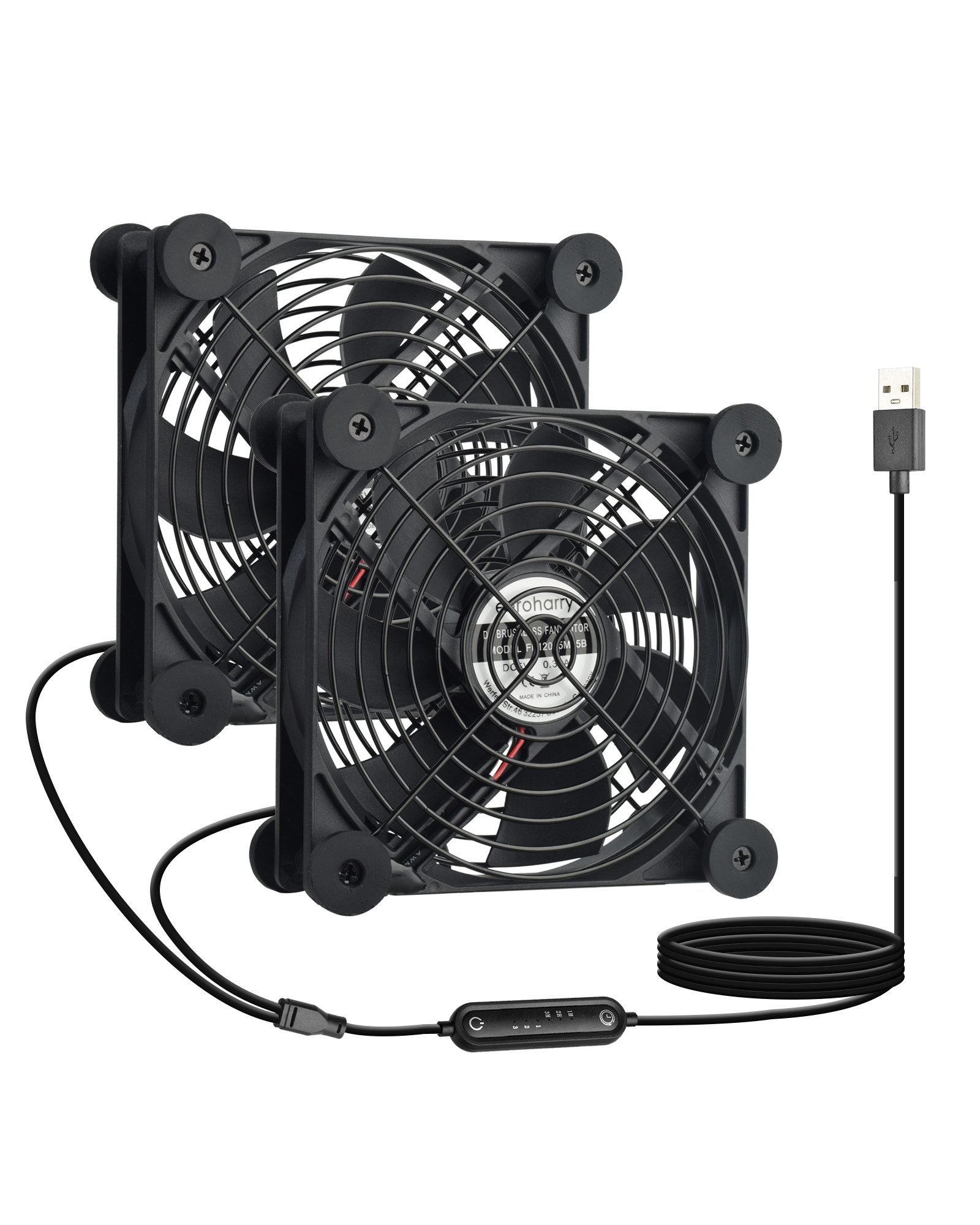 euroharry Mini USB-Ventilator USB 120mm leiser Lüfter6-Windgeschwindigkeiten und intelligentes