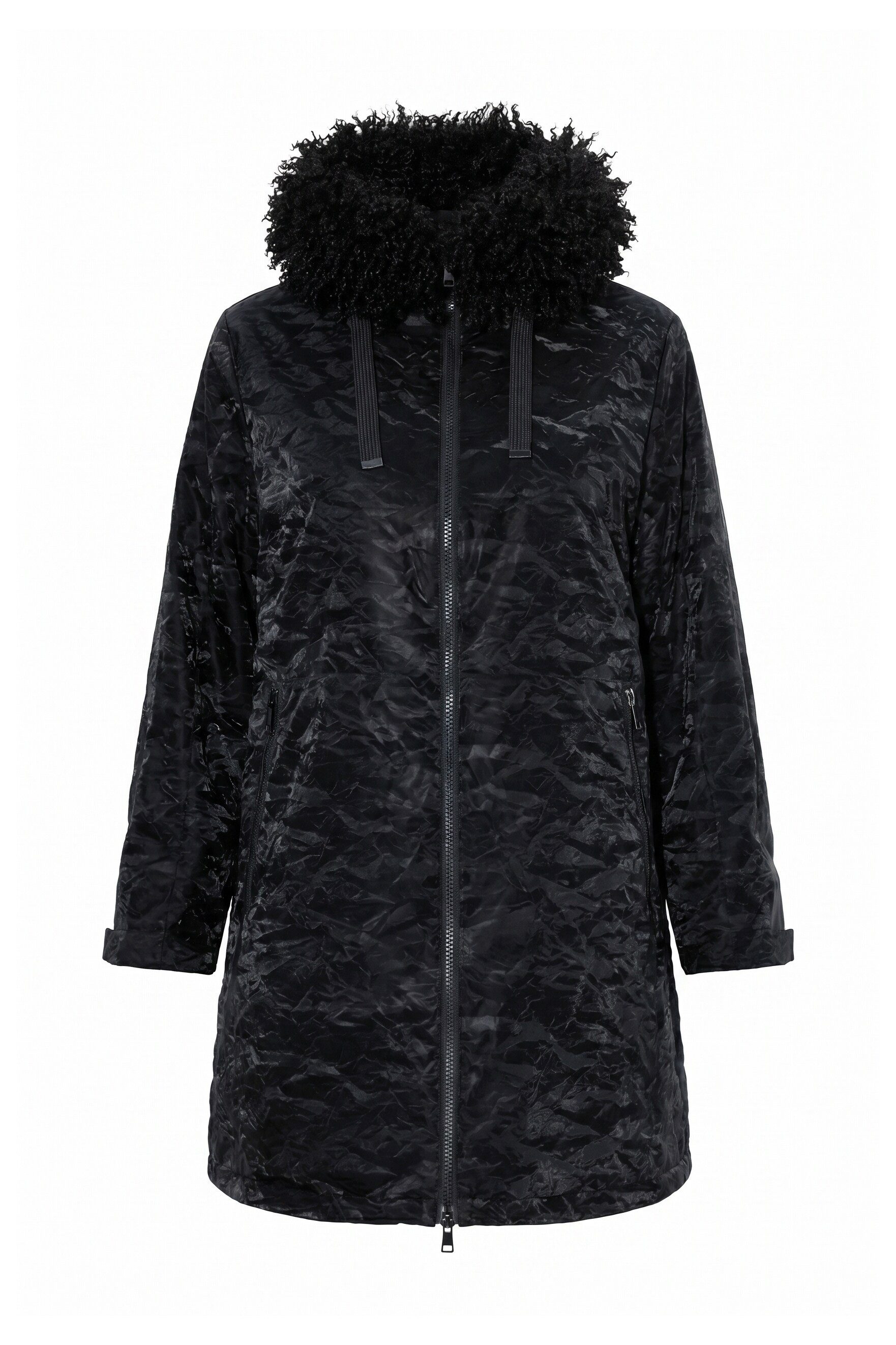 Ulla Popken Wintermantel Shiny-Jacke wasserabweisend winddicht Kapuze – Bild 2 von 4