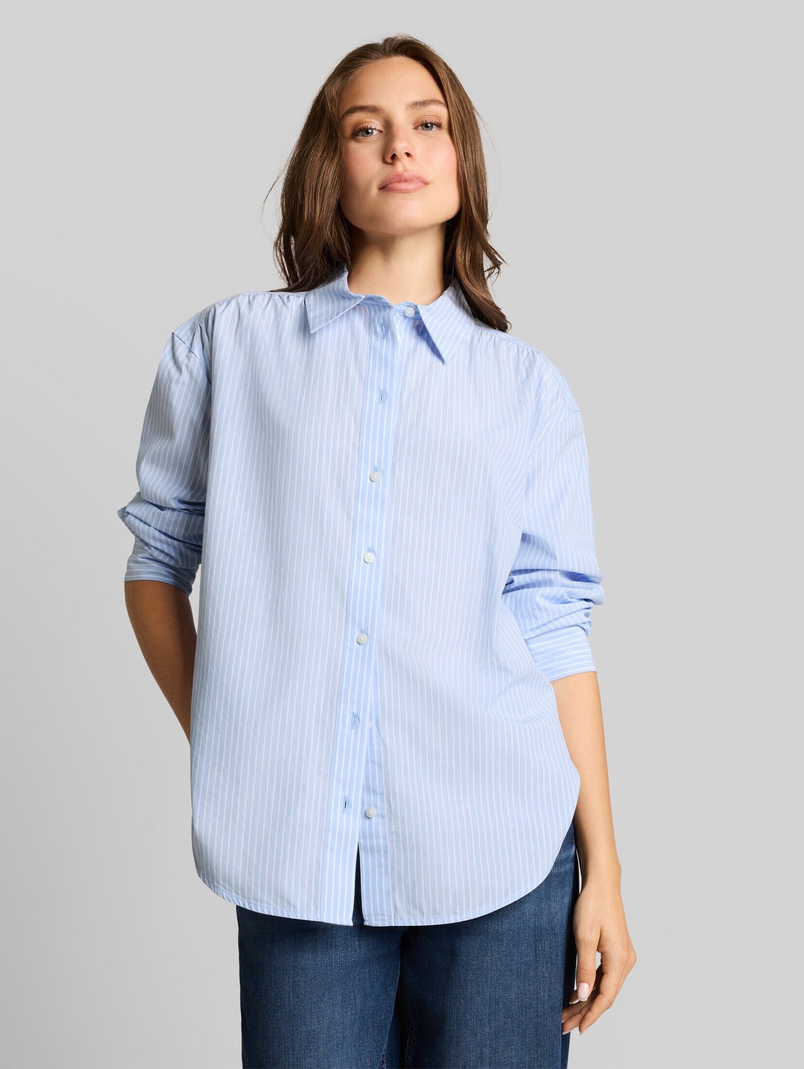 TOM TAILOR Langarmbluse Blusen & Shirts Loose Fit Popeline Hemdbluse