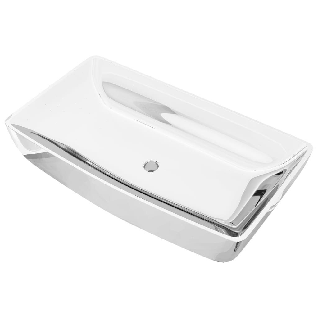vidaXL Waschbecken Waschbecken Badezimmer Aufsatzwaschbecken 71 x 38 x 13,5 cm Keramik Si
