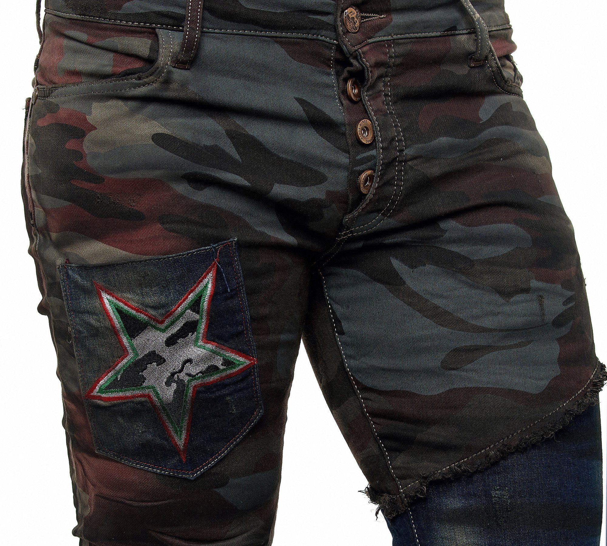 Army-Look im KINGZ Slim-fit-Jeans