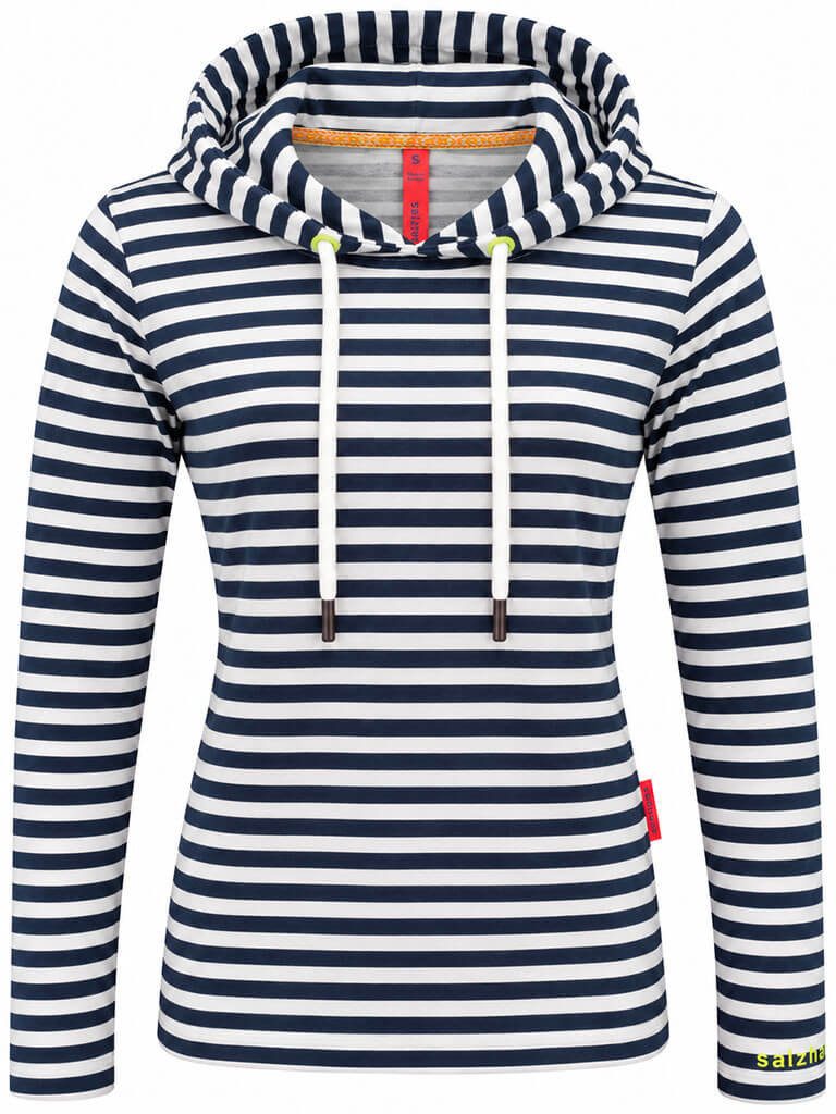 salzhaut Kapuzenshirt Damen Kapuzenshirt Daddeldu mit Streifen - Hoodie-Shirt gestreift Maritimes Streifendesign, Kapuze mit Kordelzug, Lange Ärmel